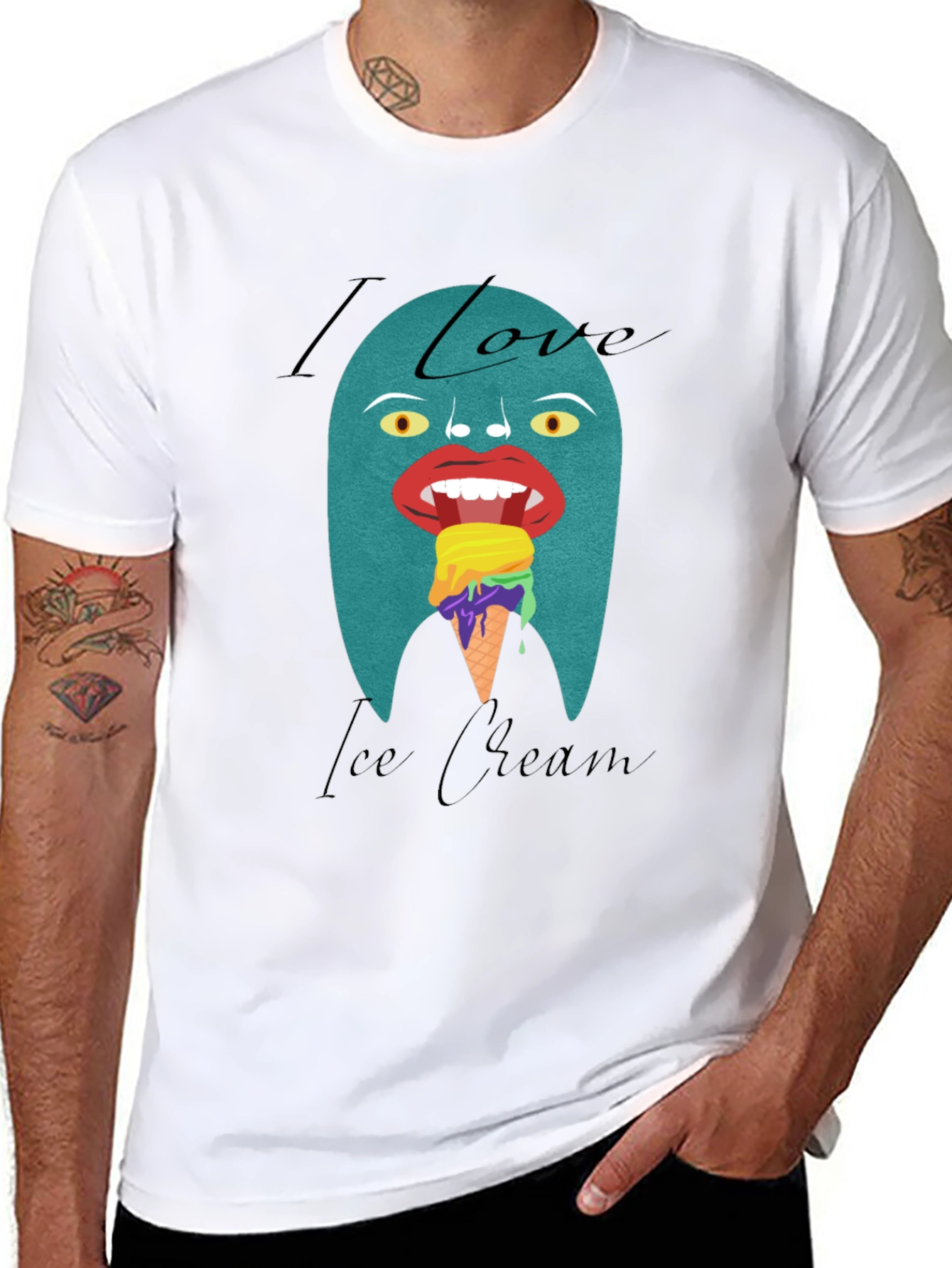 Black I Love Ice Cream Graphic T-Shirt view 8