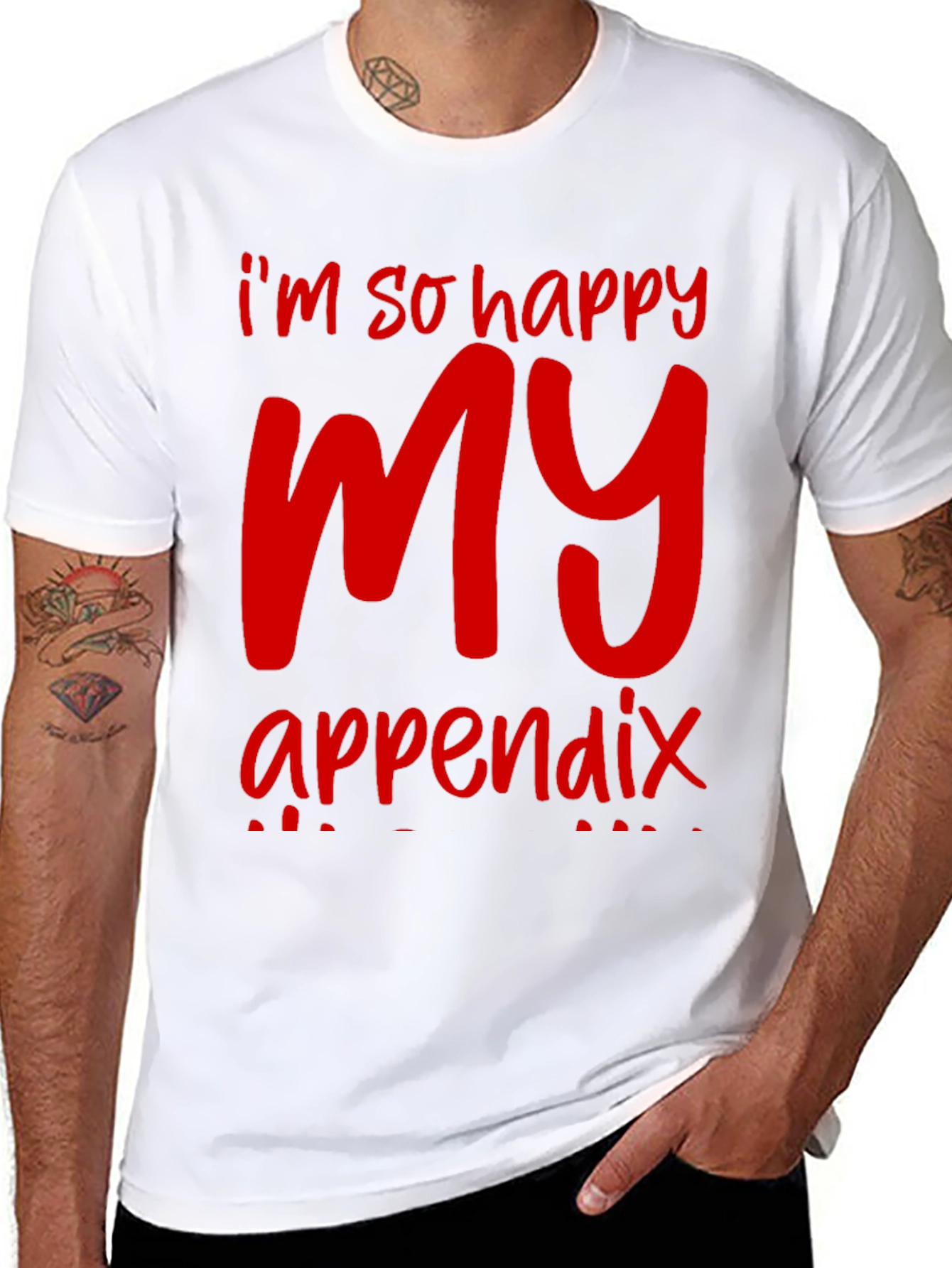 Black I'm So Happy My Appendix Shirt - Funny Red Graphic Tee view 8