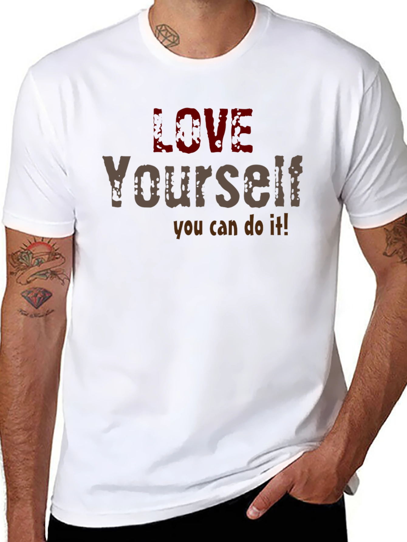 Black Love Yourself Motivational Graphic T-Shirt view 8