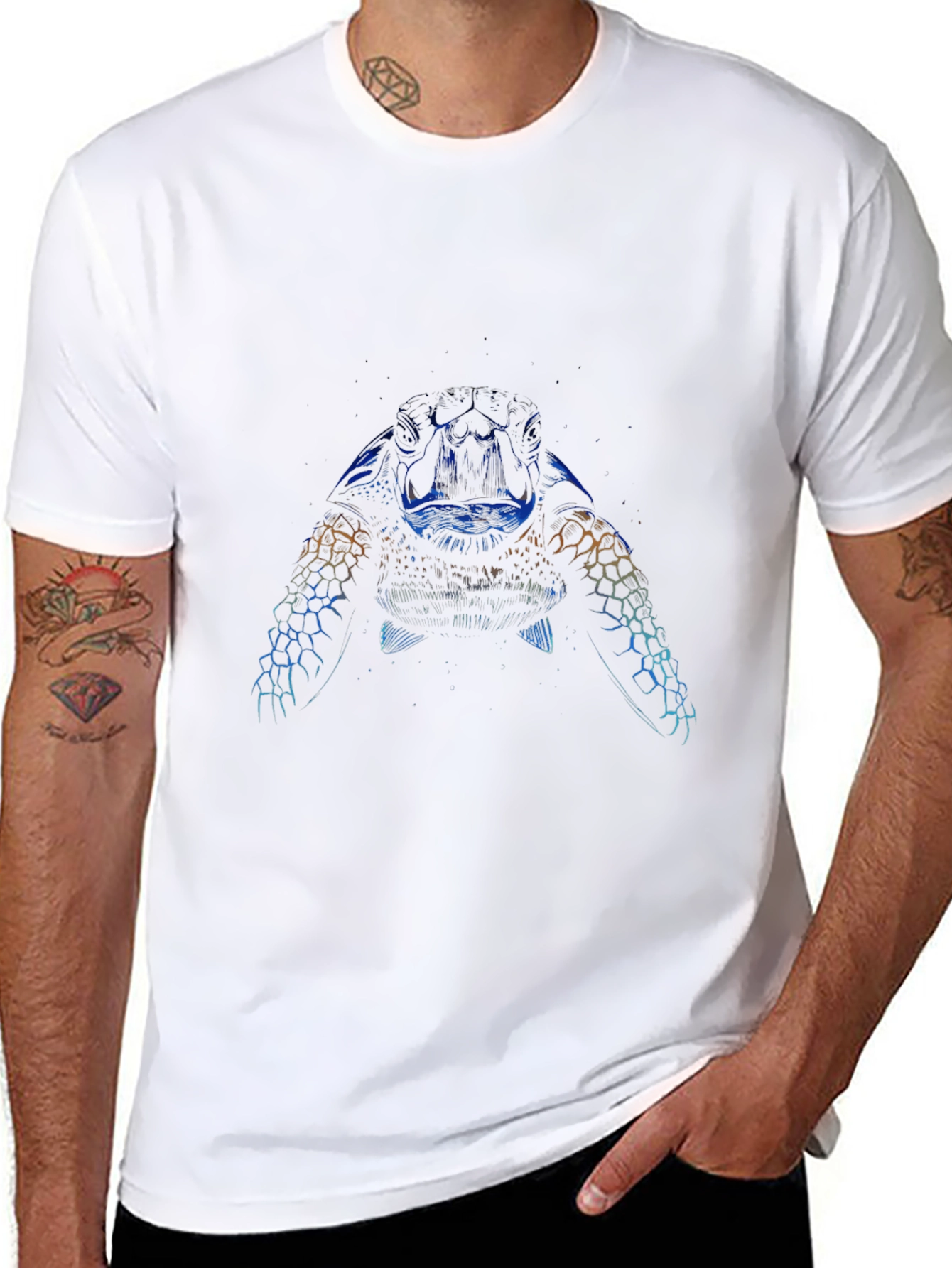 Black Sea Turtle Graphic Black T-Shirt view 8