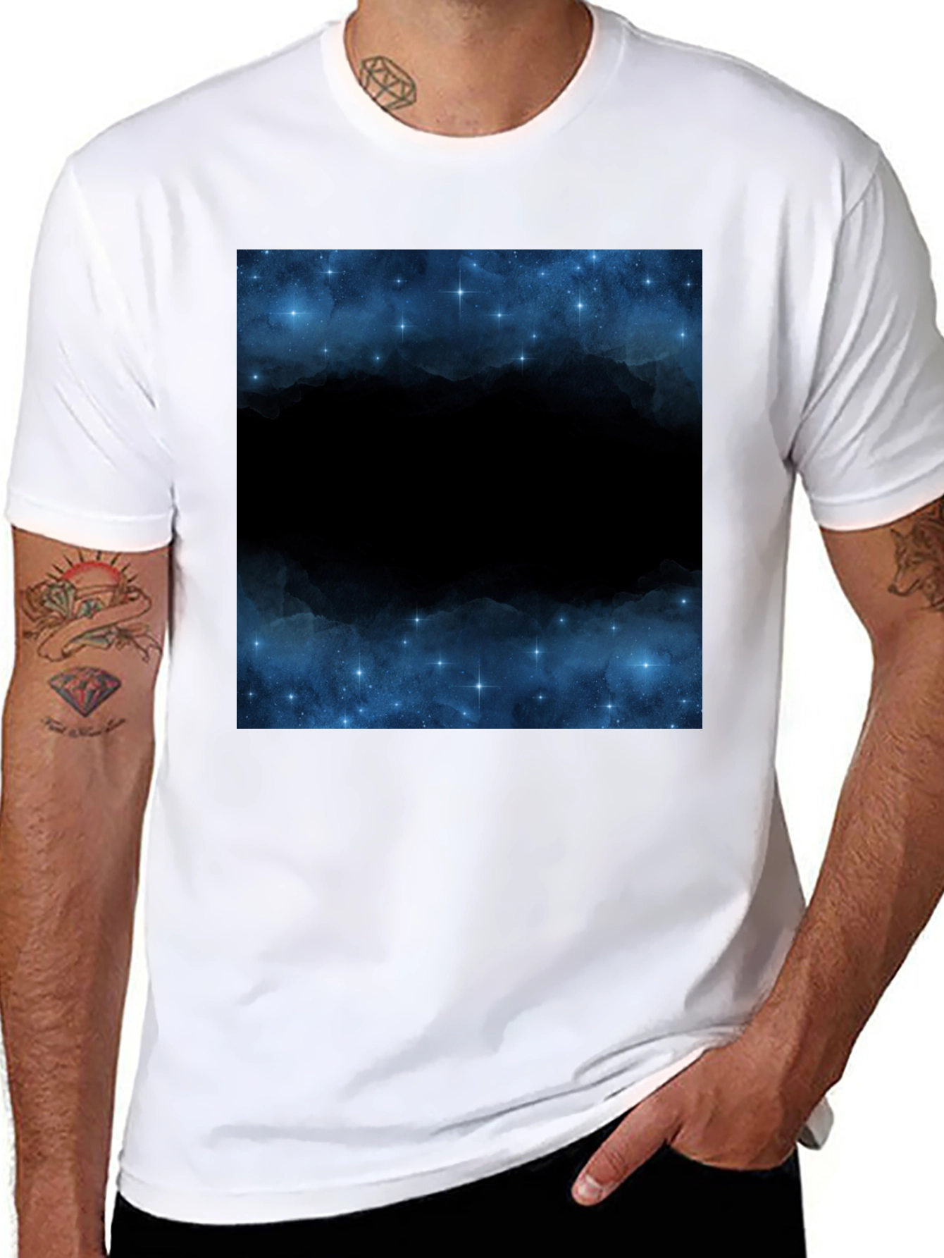 Black Nebula Graphic Print Crew Neck T-Shirt view 8