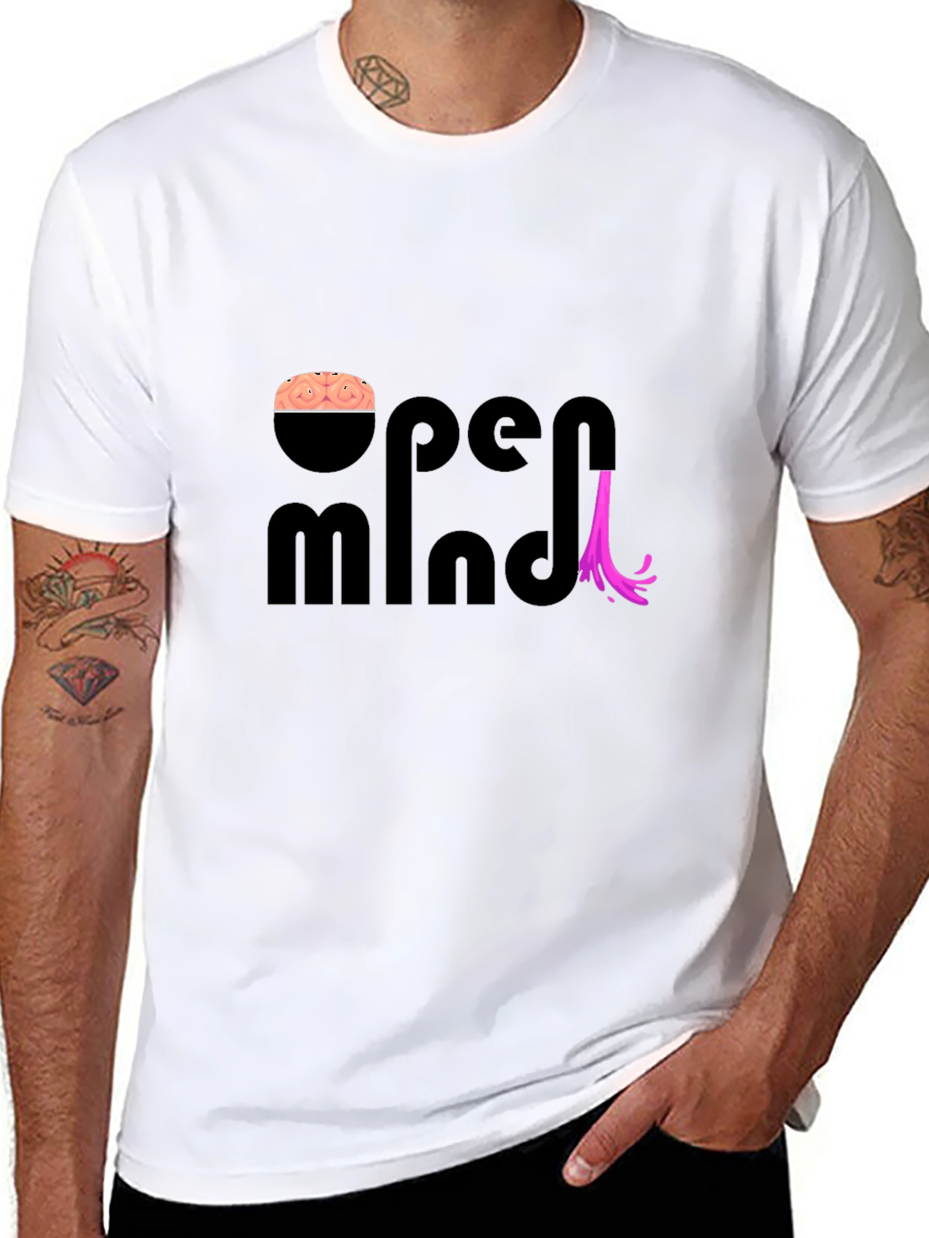 Black Open Mind T-Shirt - Creative Brain Design view 8