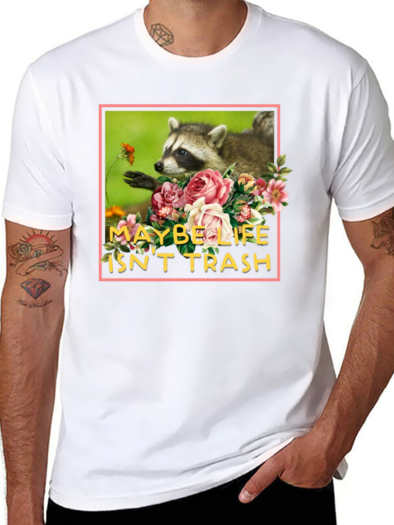 Black Maybe Life Isn't Trash Raccoon Graphic Tee view 8