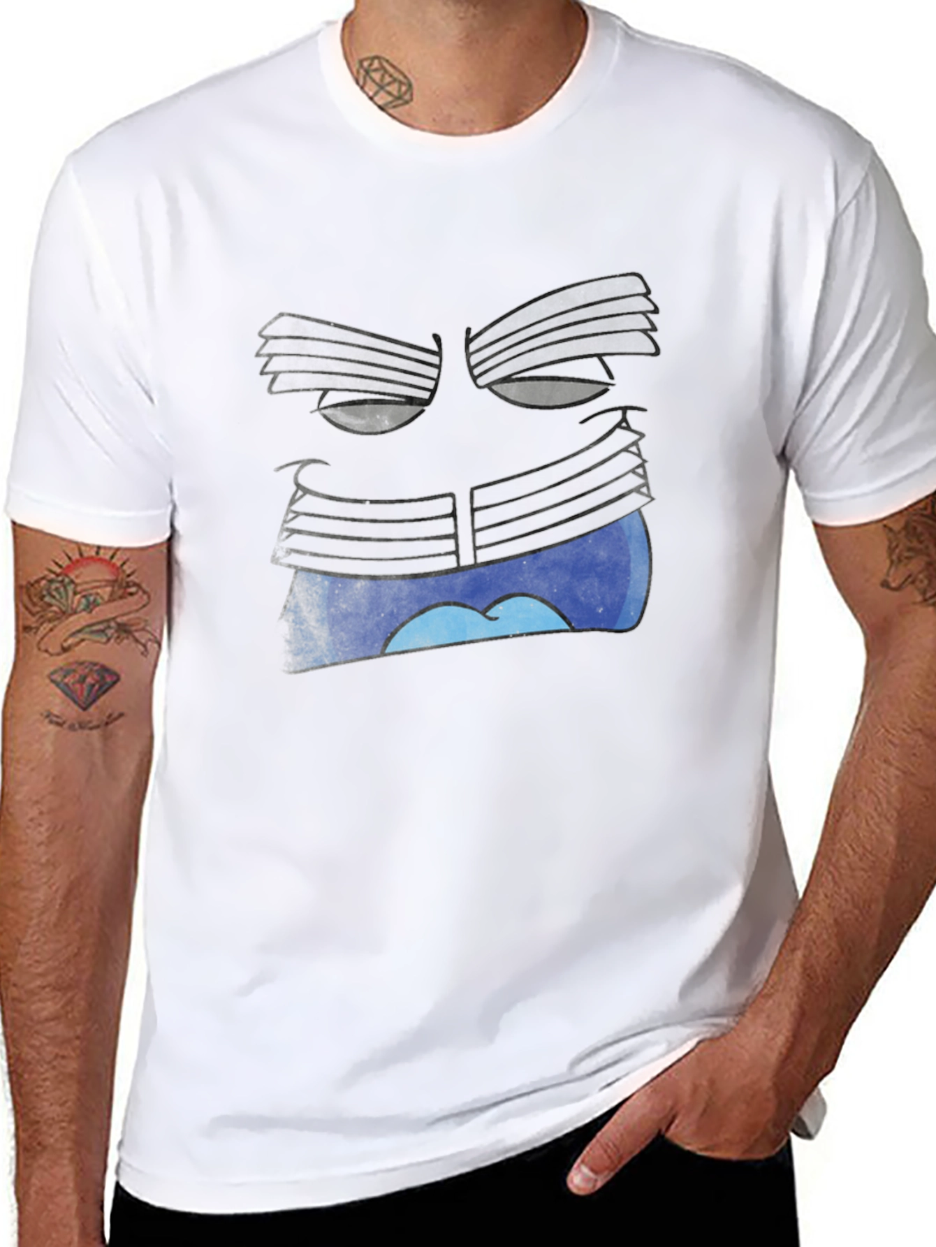 Surreal Face Graphic Black T-Shirt - 8