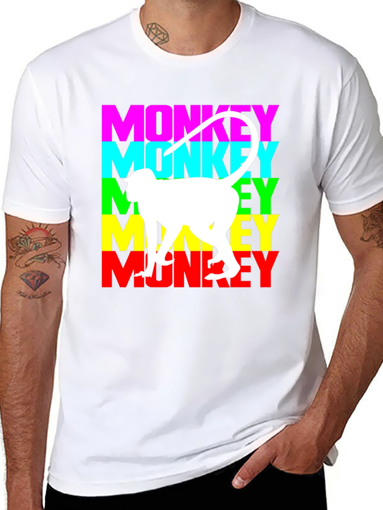 Black Monkey Graphic Tee - Black Cotton Blend T-Shirt view 8