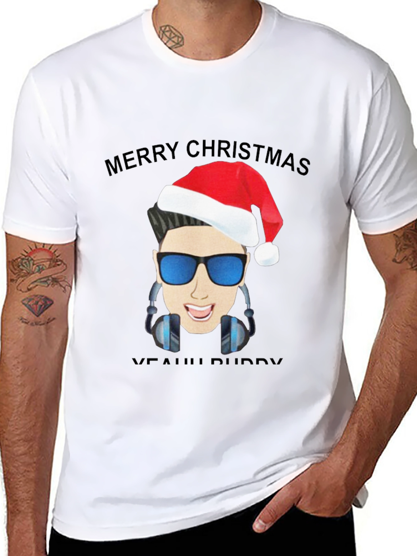 Black Merry Christmas DJ T-Shirt view 8