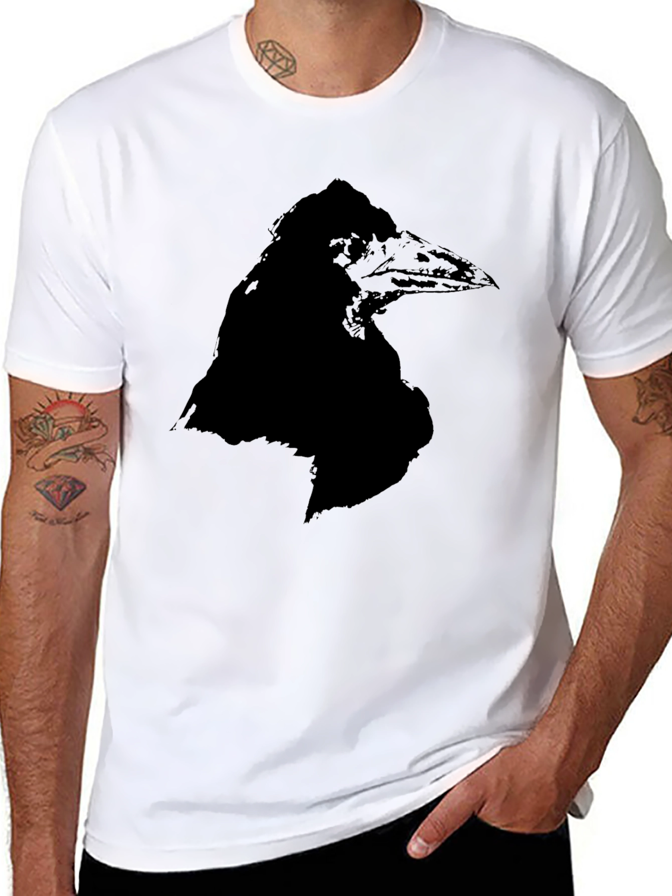 Black Raven Graphic Tee - Black Crew Neck T-Shirt view 8