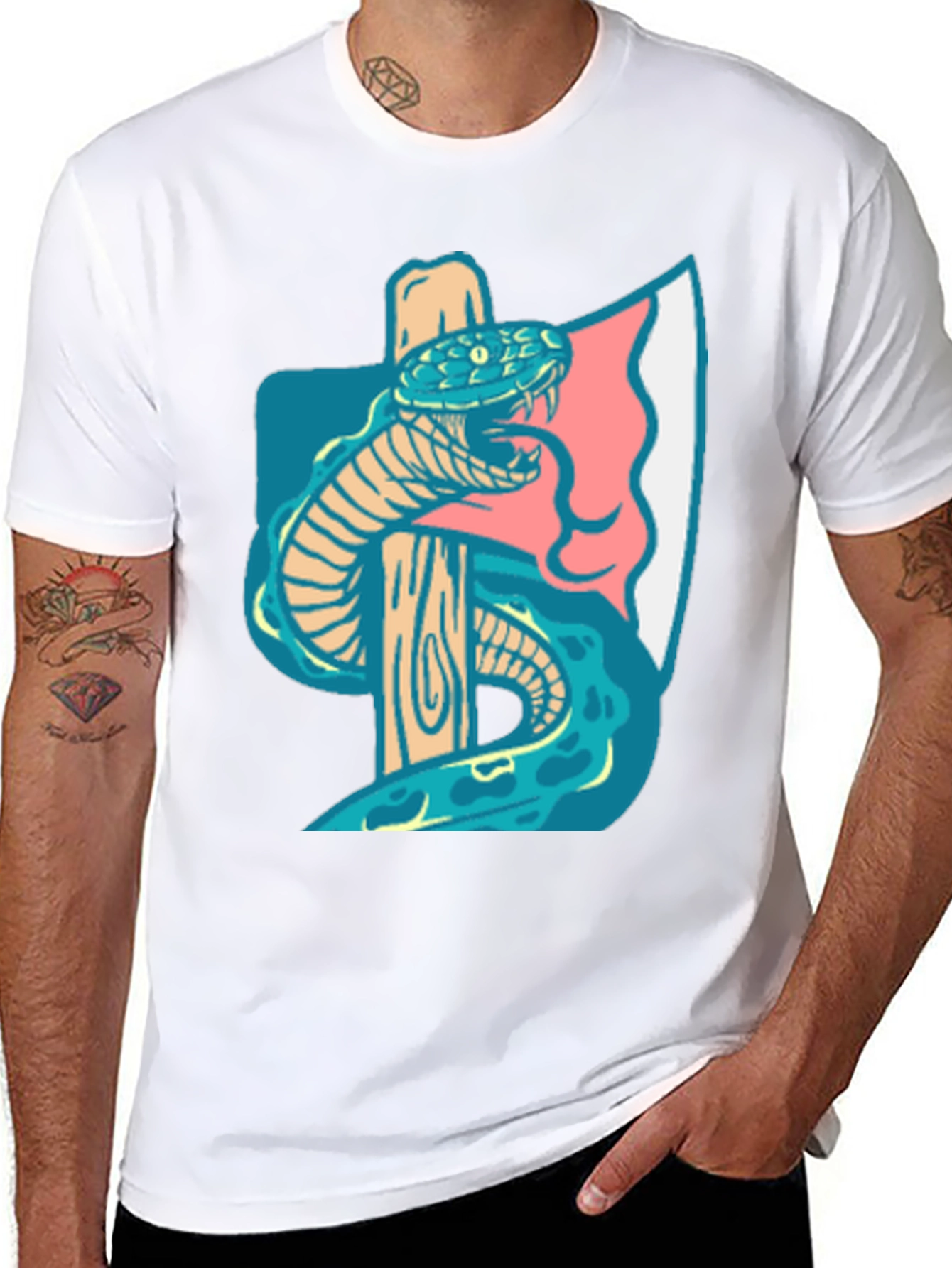 Black Axe & Snake Graphic Tee - Cool Casual Style view 8