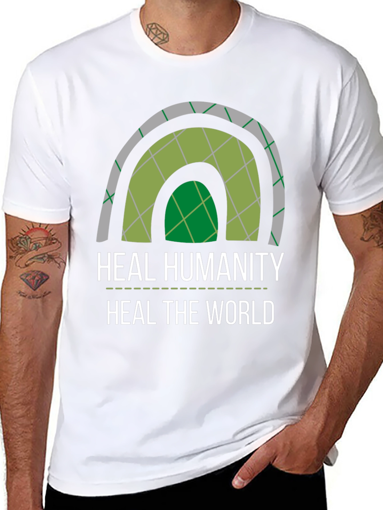 Black Heal Humanity T-Shirt - Eco-Friendly Design view 8