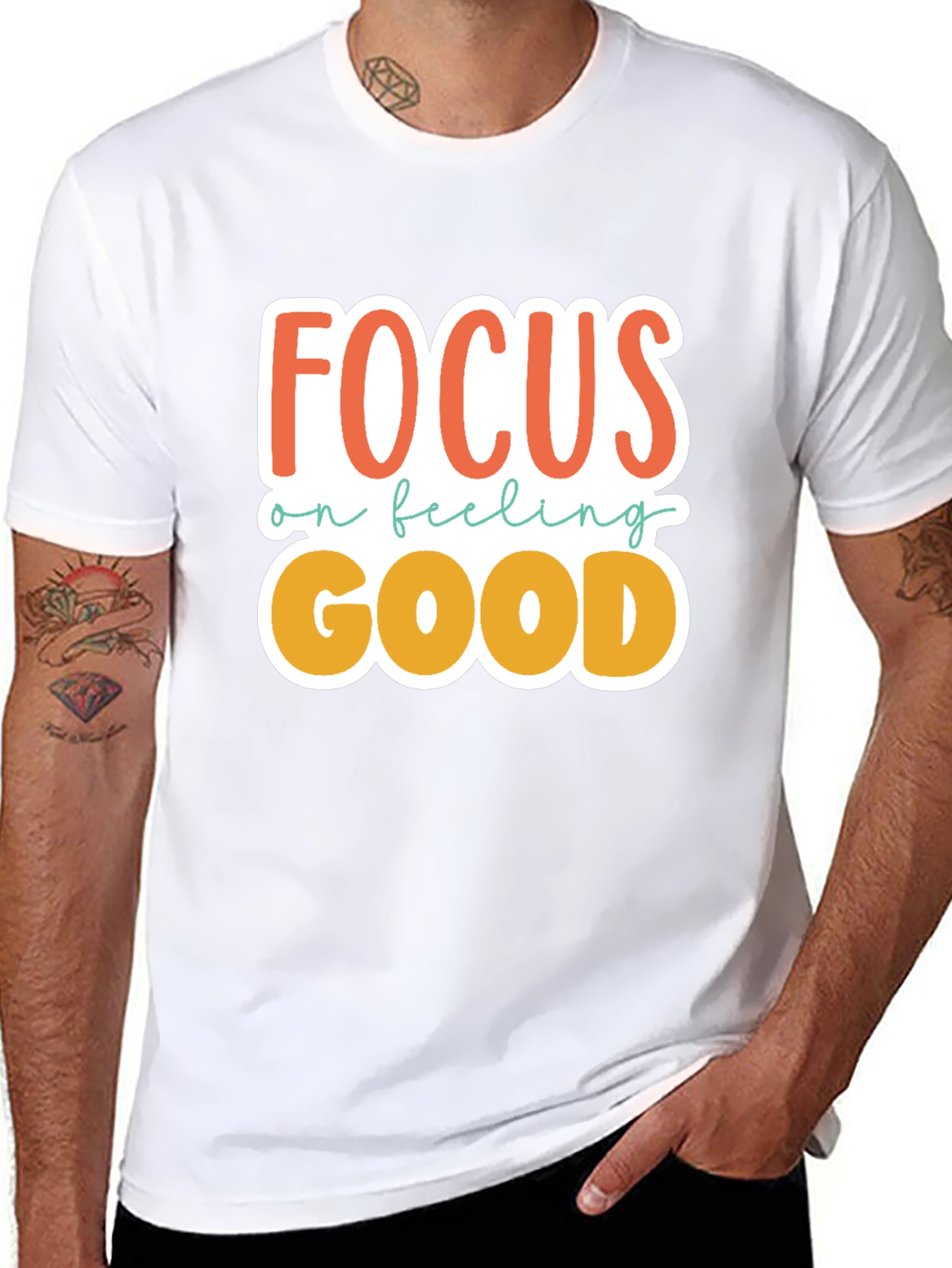 Black Focus on Feeling Good Graphic Tee view 8