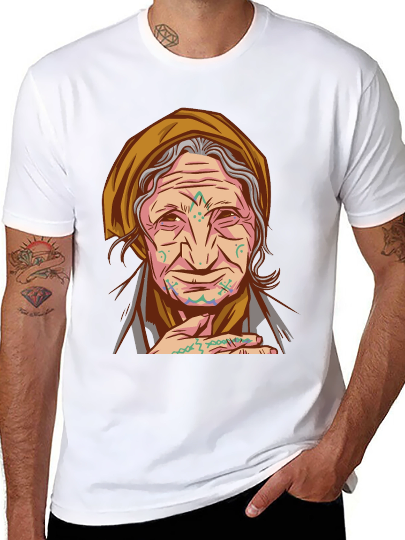 Tribal Tattoo Granny Graphic Tee - Unique Design - 8