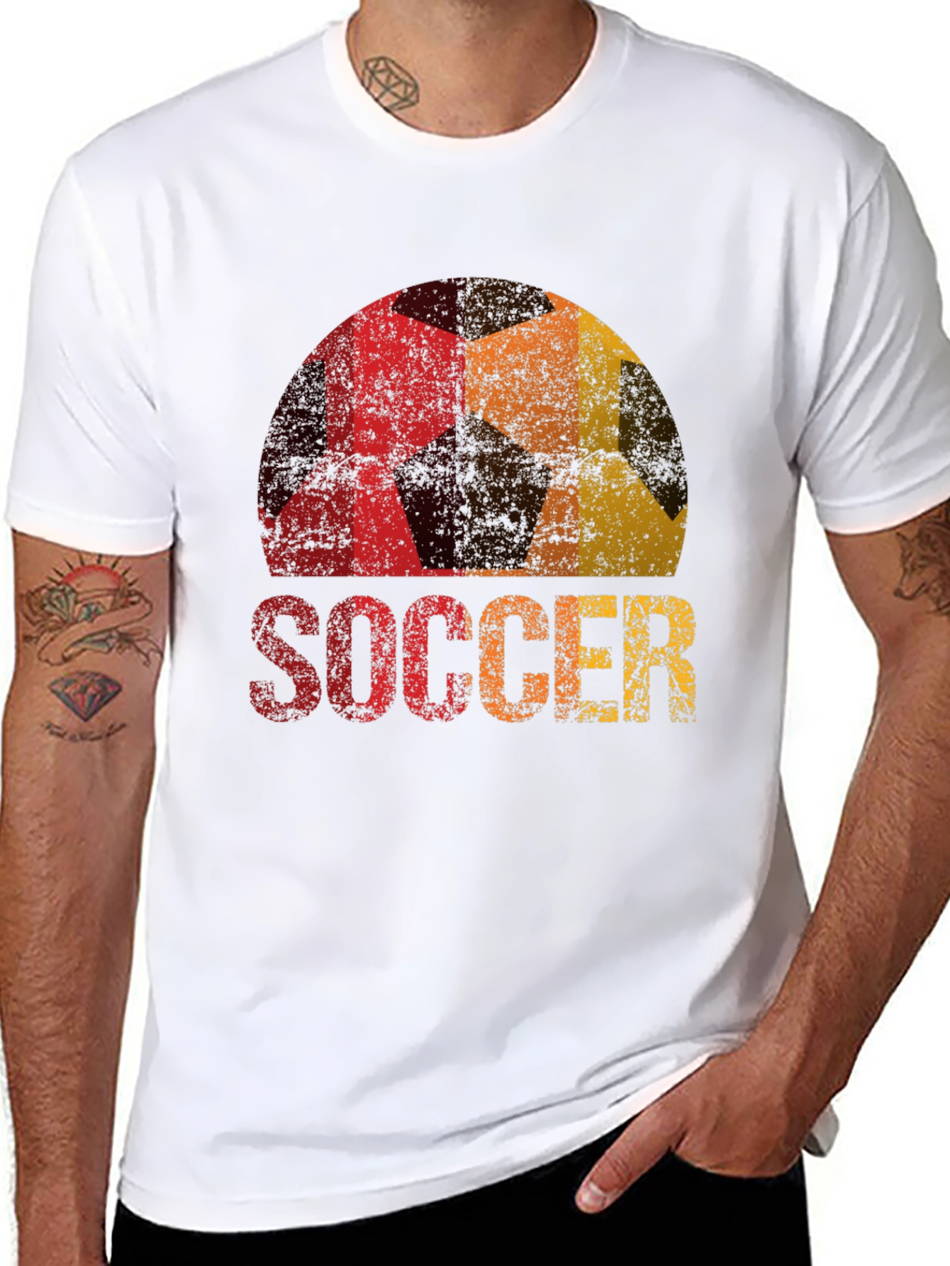 Black Vintage Soccer Ball Graphic Tee - Black T-Shirt view 8