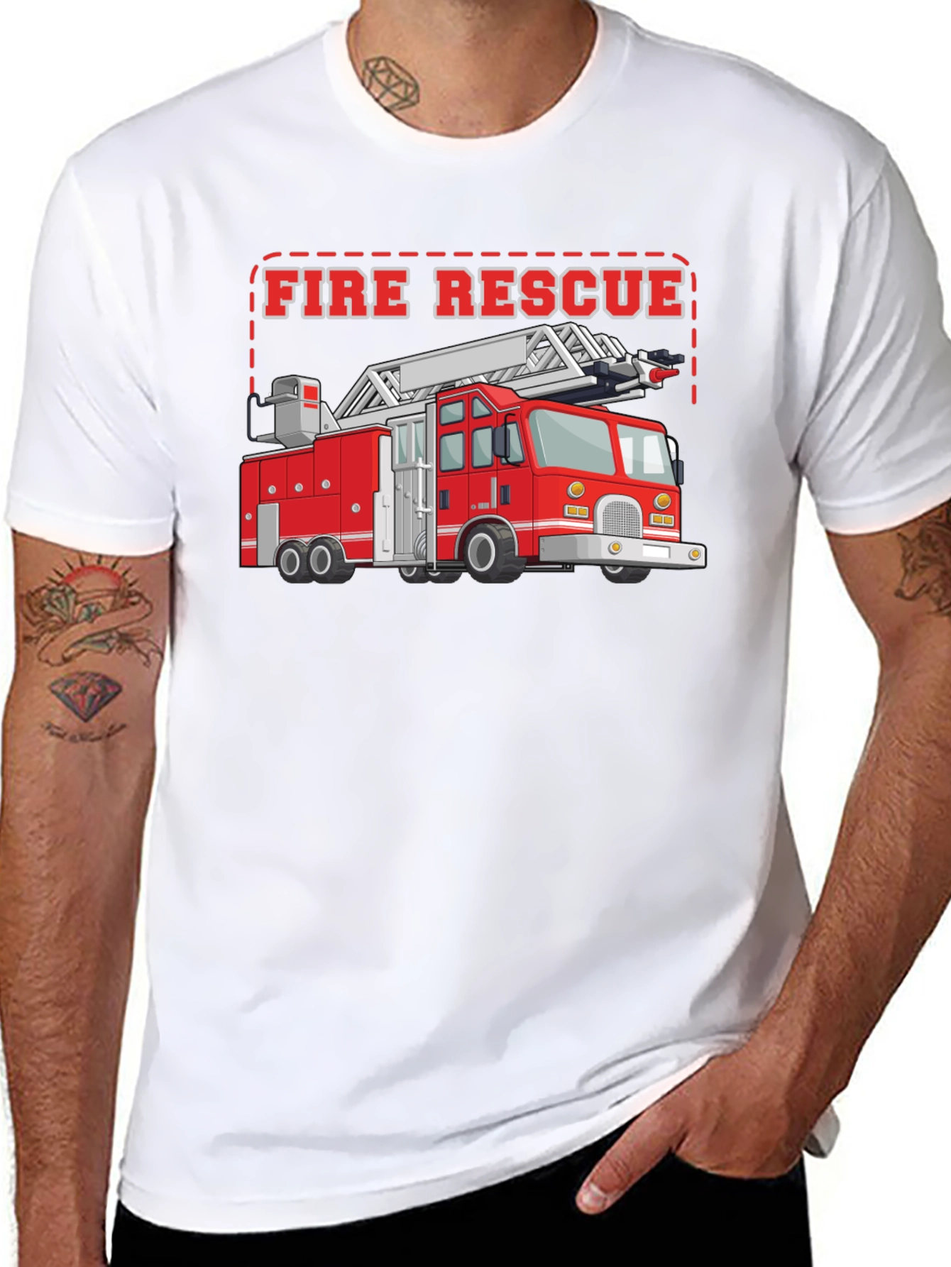 Black Fire Rescue Truck T-Shirt view 8