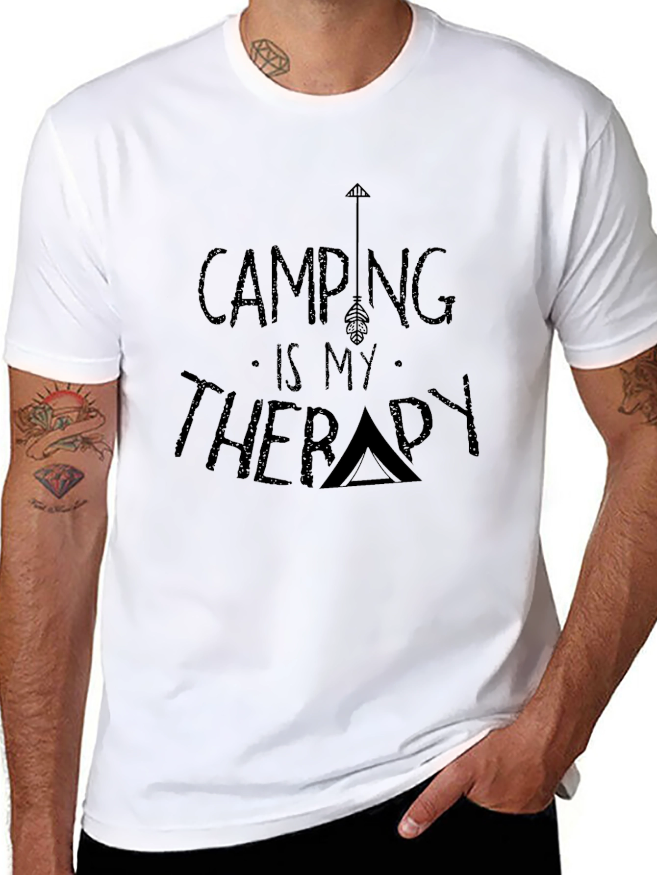 Black Camping is My Therapy Graphic T-Shirt view 8