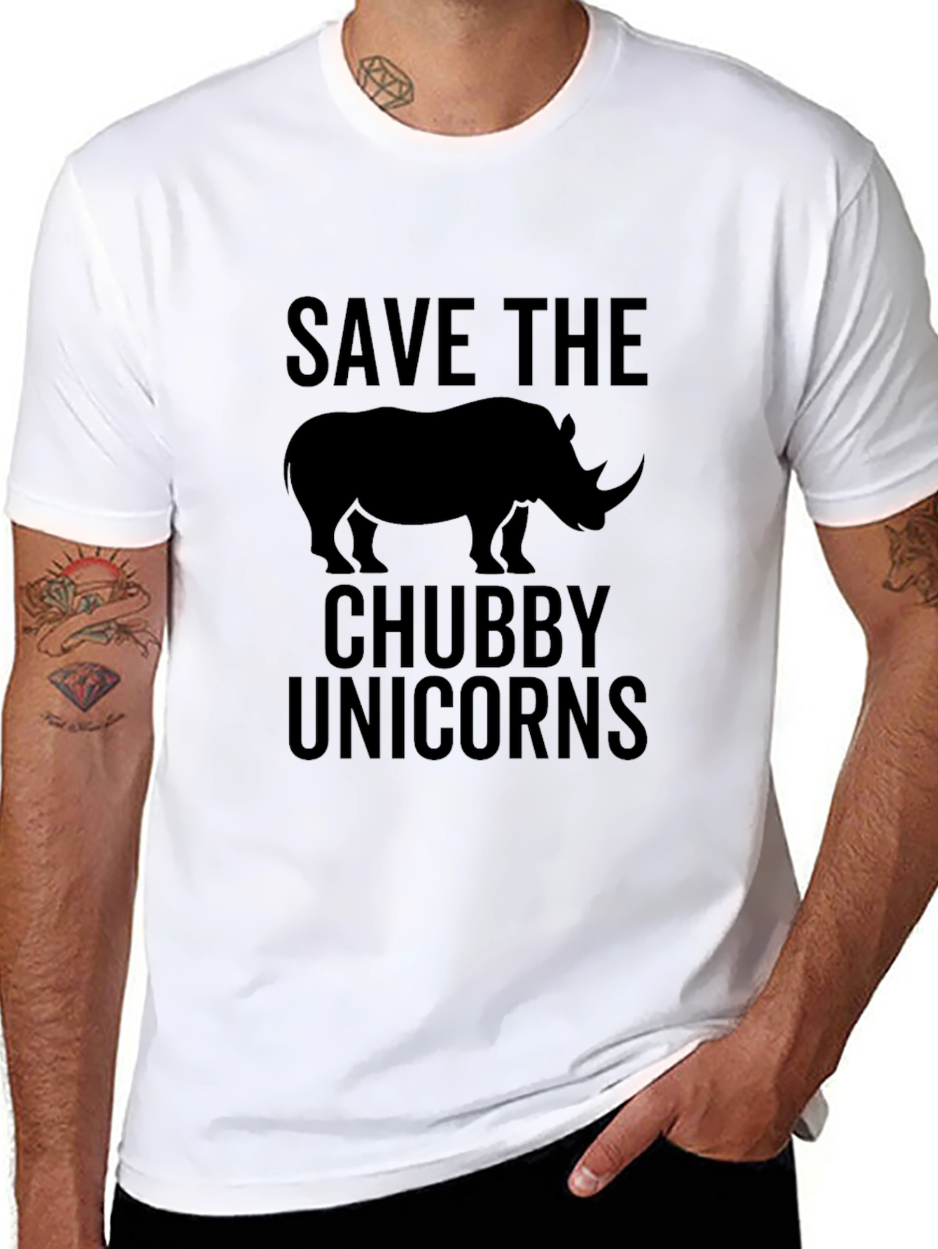 Black Save the Chubby Unicorns T-Shirt view 8