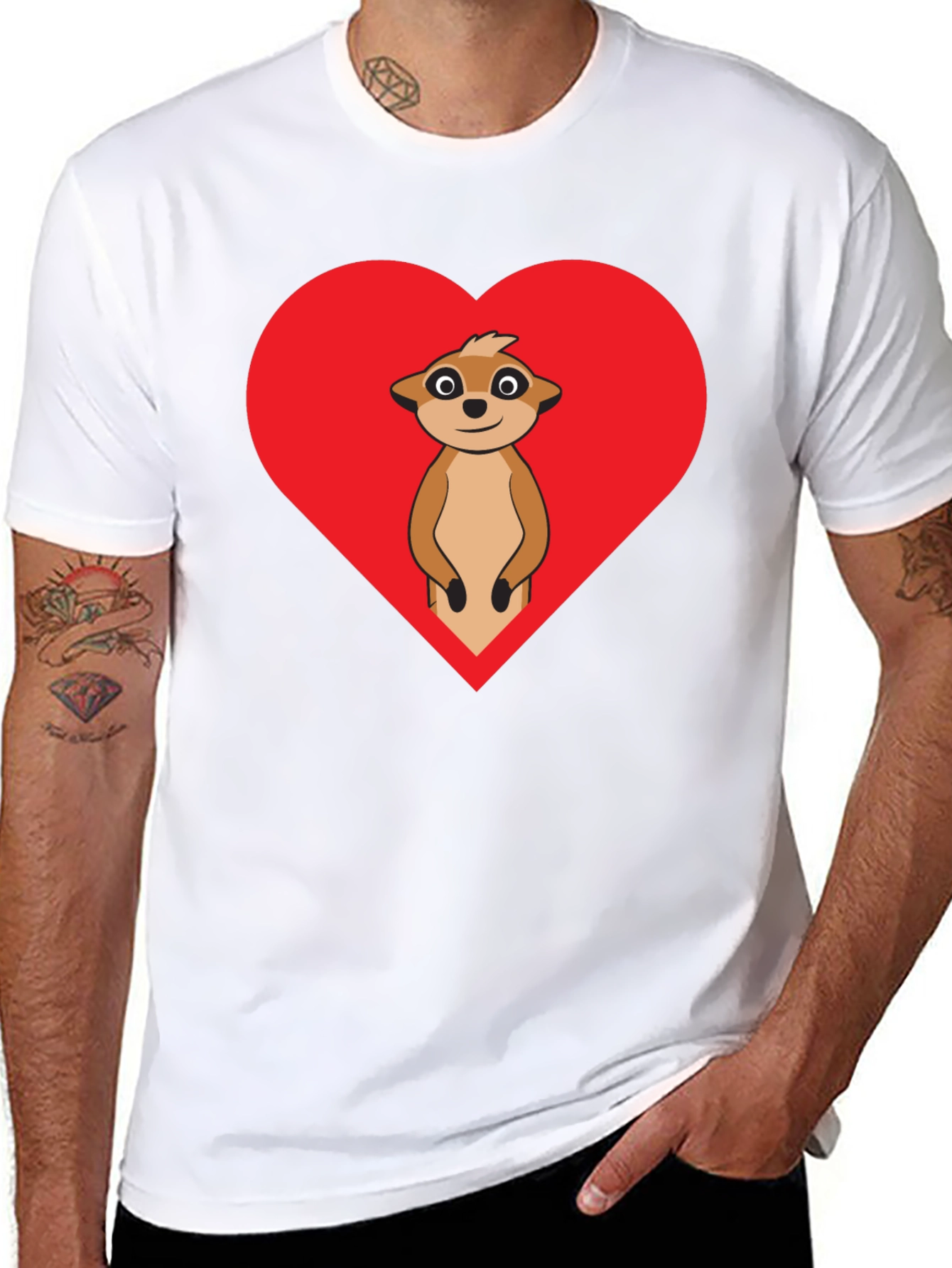 Black Meerkat Heart Graphic Tee - Black Cotton view 8
