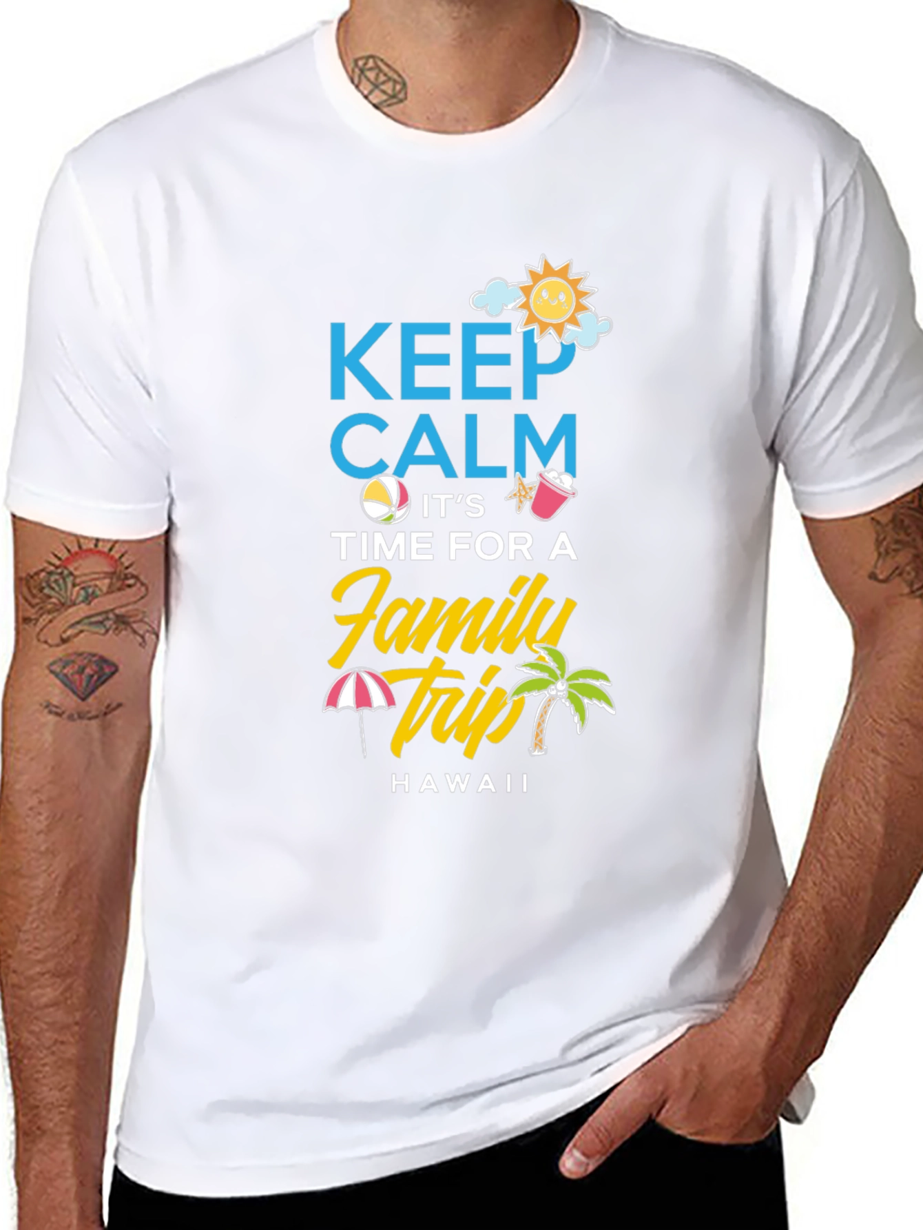 Keep Calm Family Trip Hawaii Black T-Shirt - 8