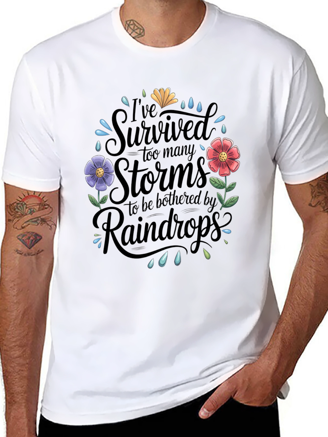 Black Survived Storms Graphic T-Shirt - Unisex Cotton Tee view 8