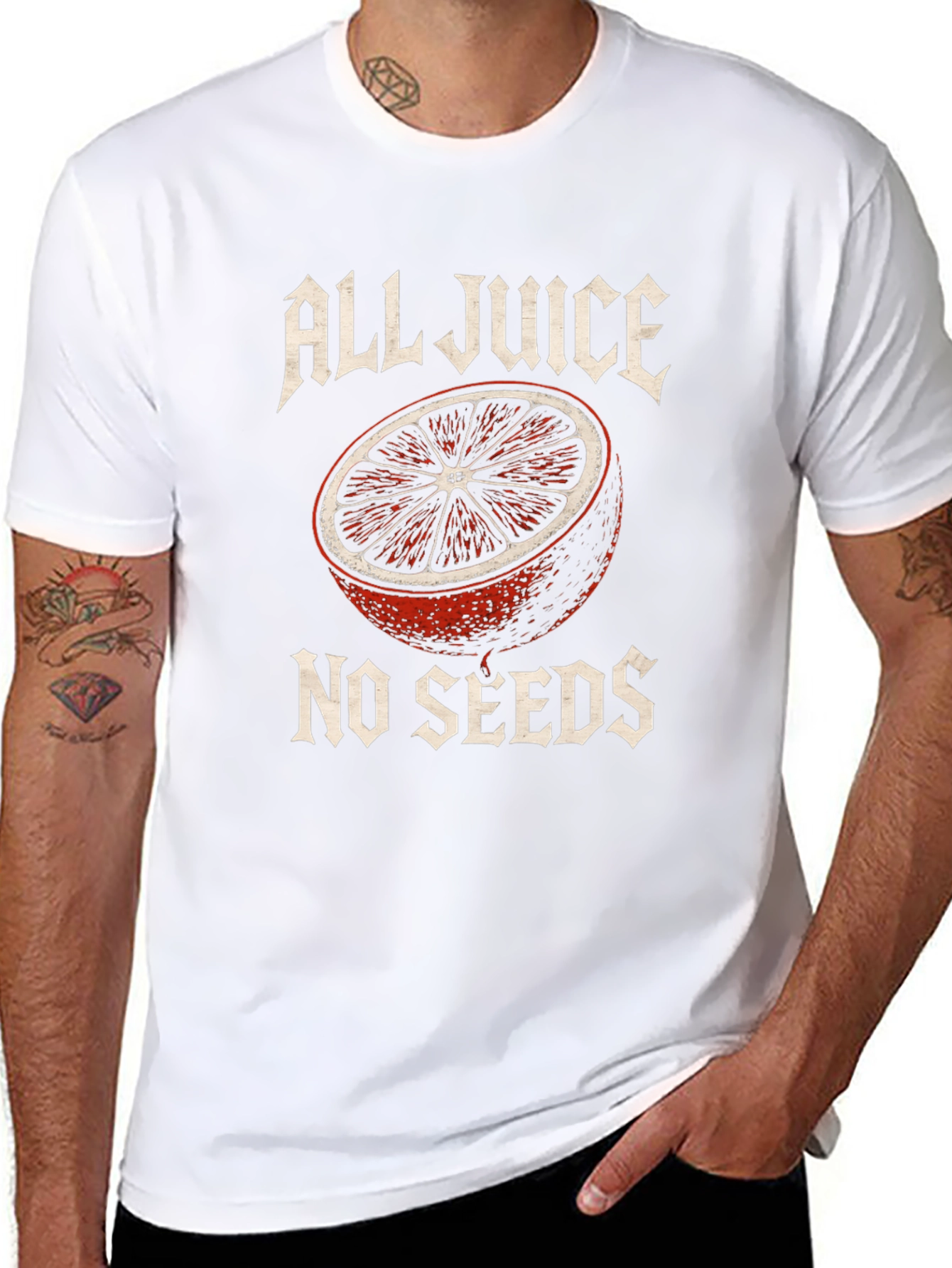 Black All Juice No Seeds T-Shirt - Funny Fruit Graphic Tee view 8