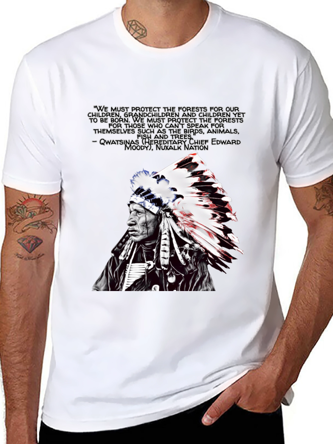 Black Native American Chief Graphic T-Shirt view 8