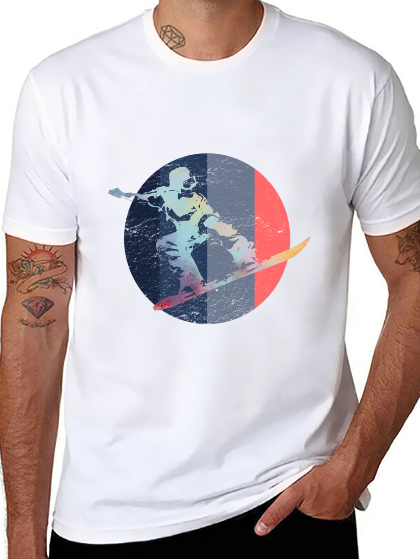 Black Retro Snowboarder Graphic Tee view 8