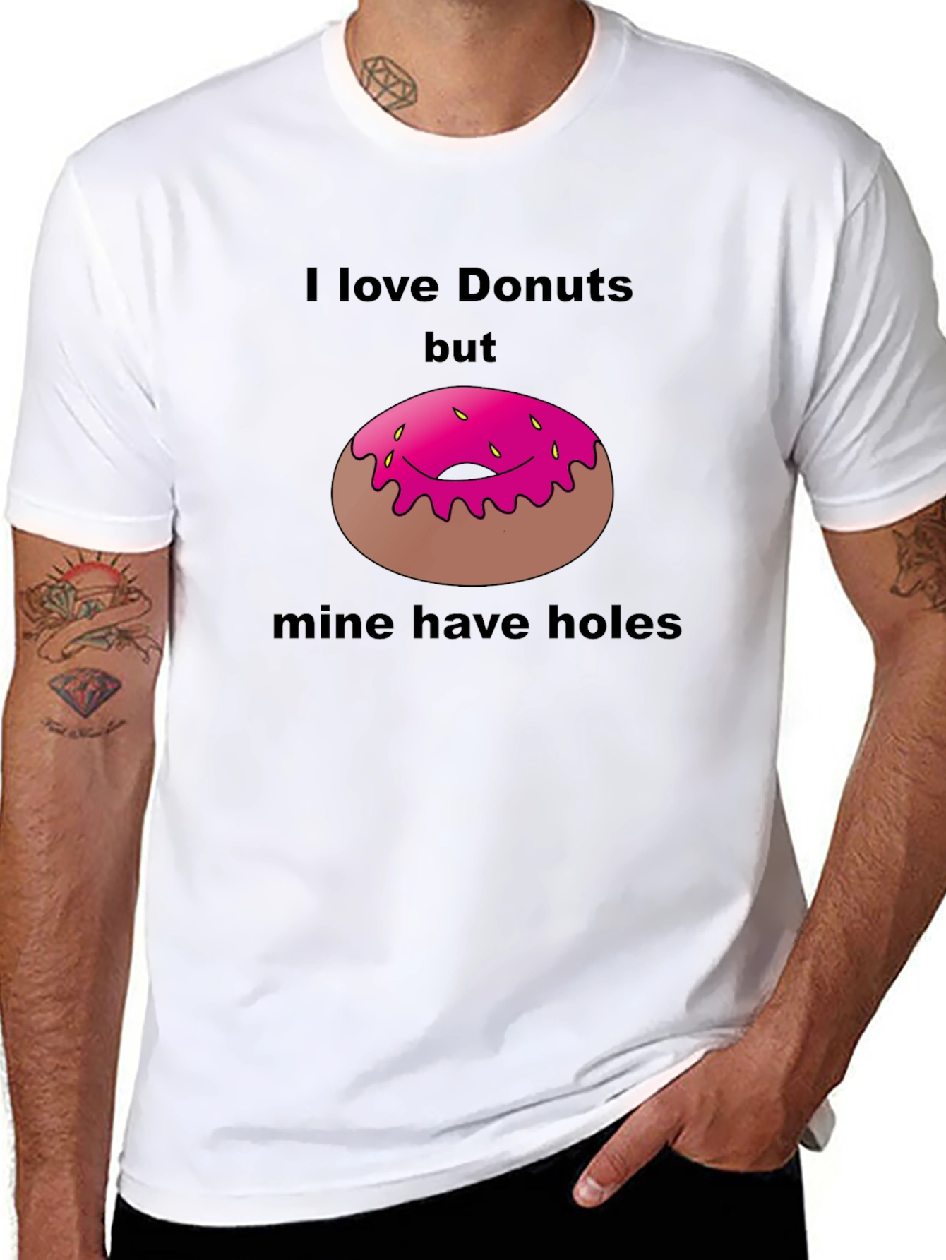 Black I Love Donuts T-Shirt Funny Pun Tee view 8