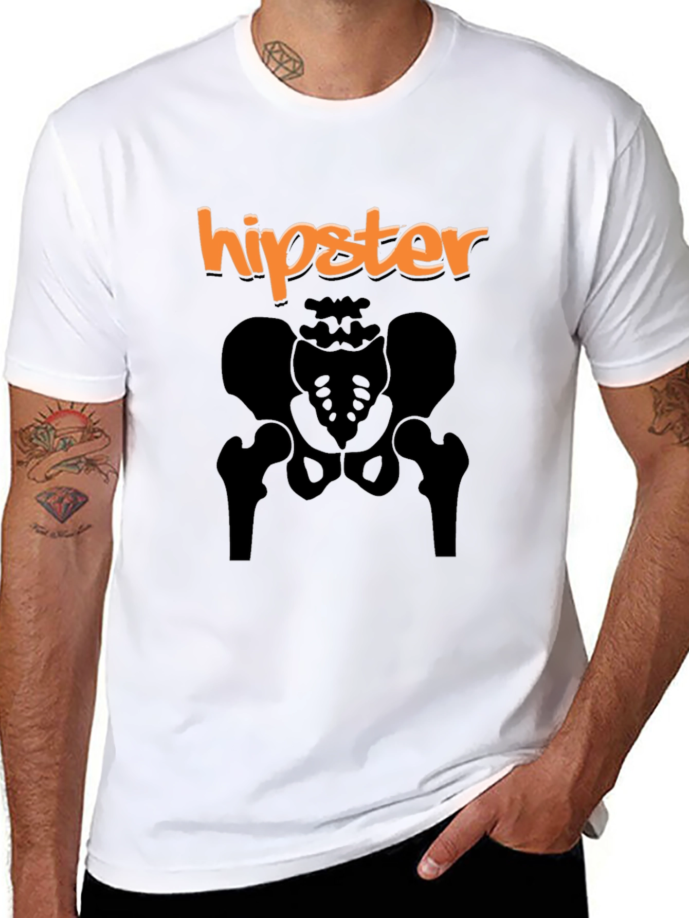Black Hipster Skeleton T-Shirt - Black Graphic Tee view 8