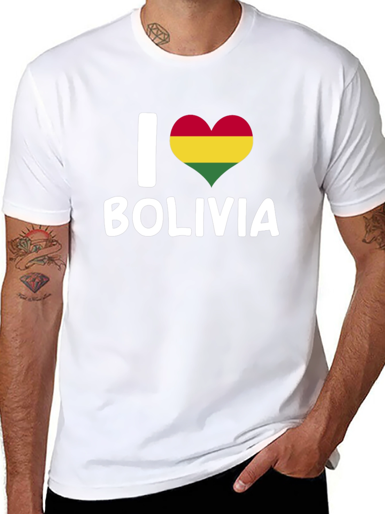 I Love Bolivia T-Shirt - Heart Flag Graphic Tee - 8