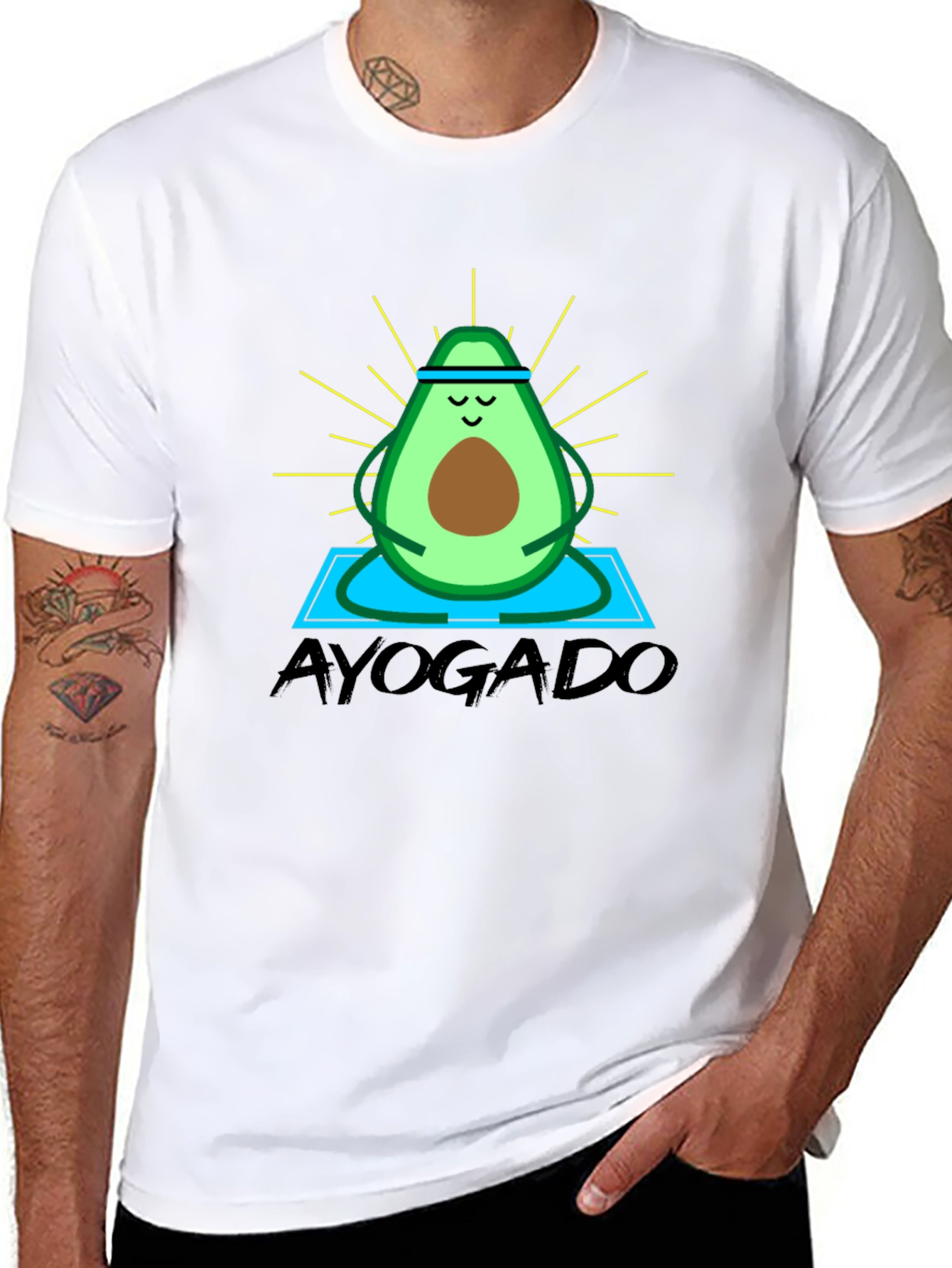 Black Ayogado Yoga Avocado Graphic T-Shirt view 8