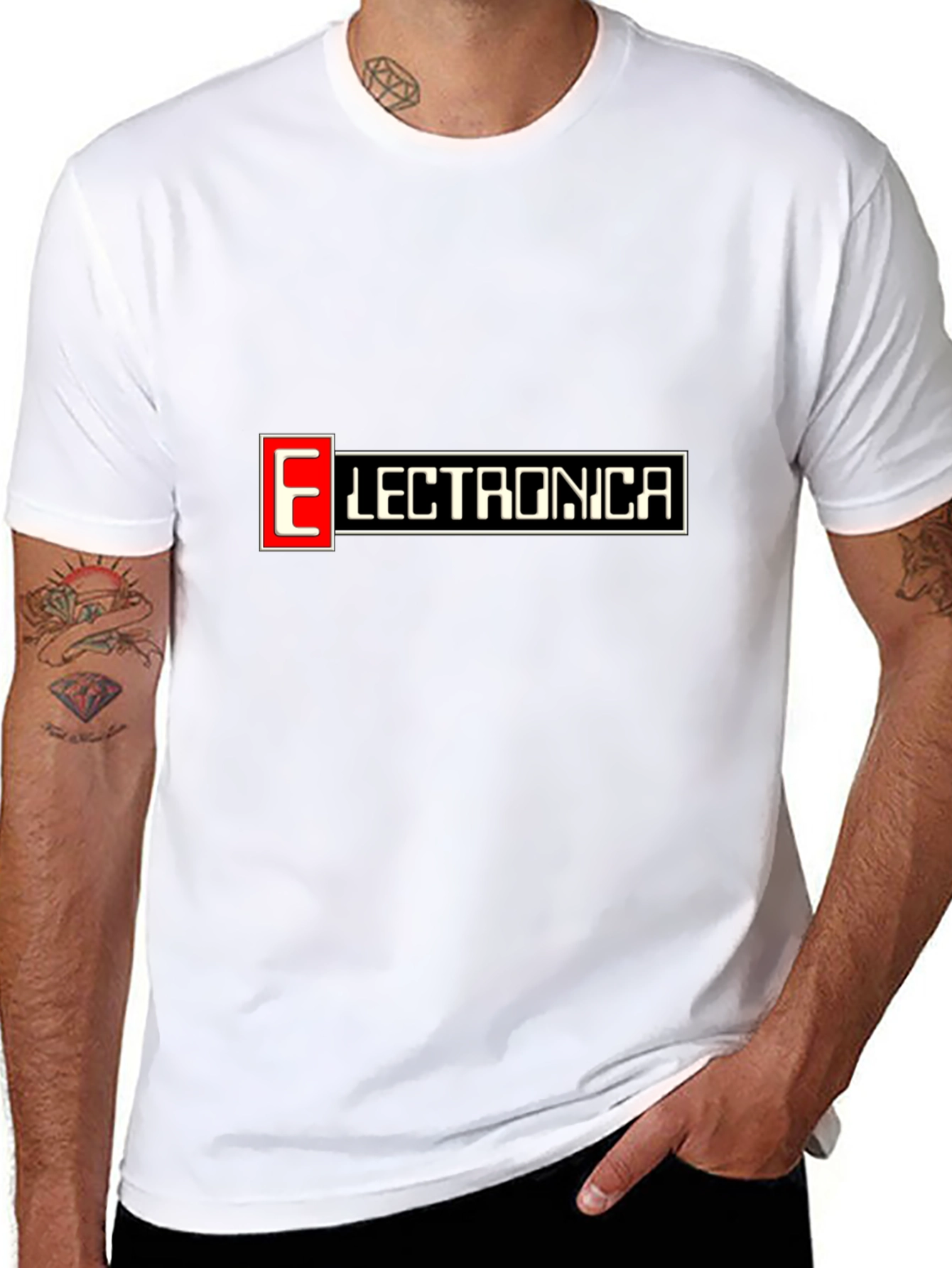 Black Electronica Black Graphic T-Shirt view 8