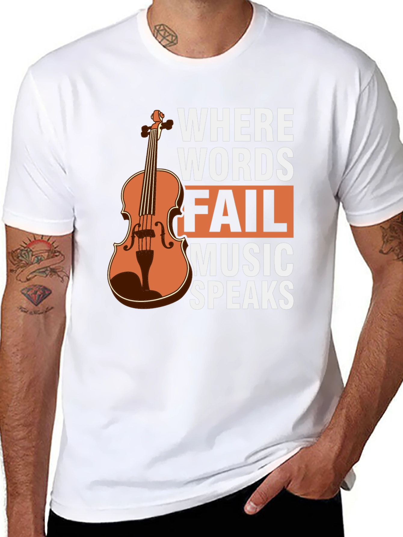 Black Music Speaks T-Shirt - Violin Graphic Tee view 8