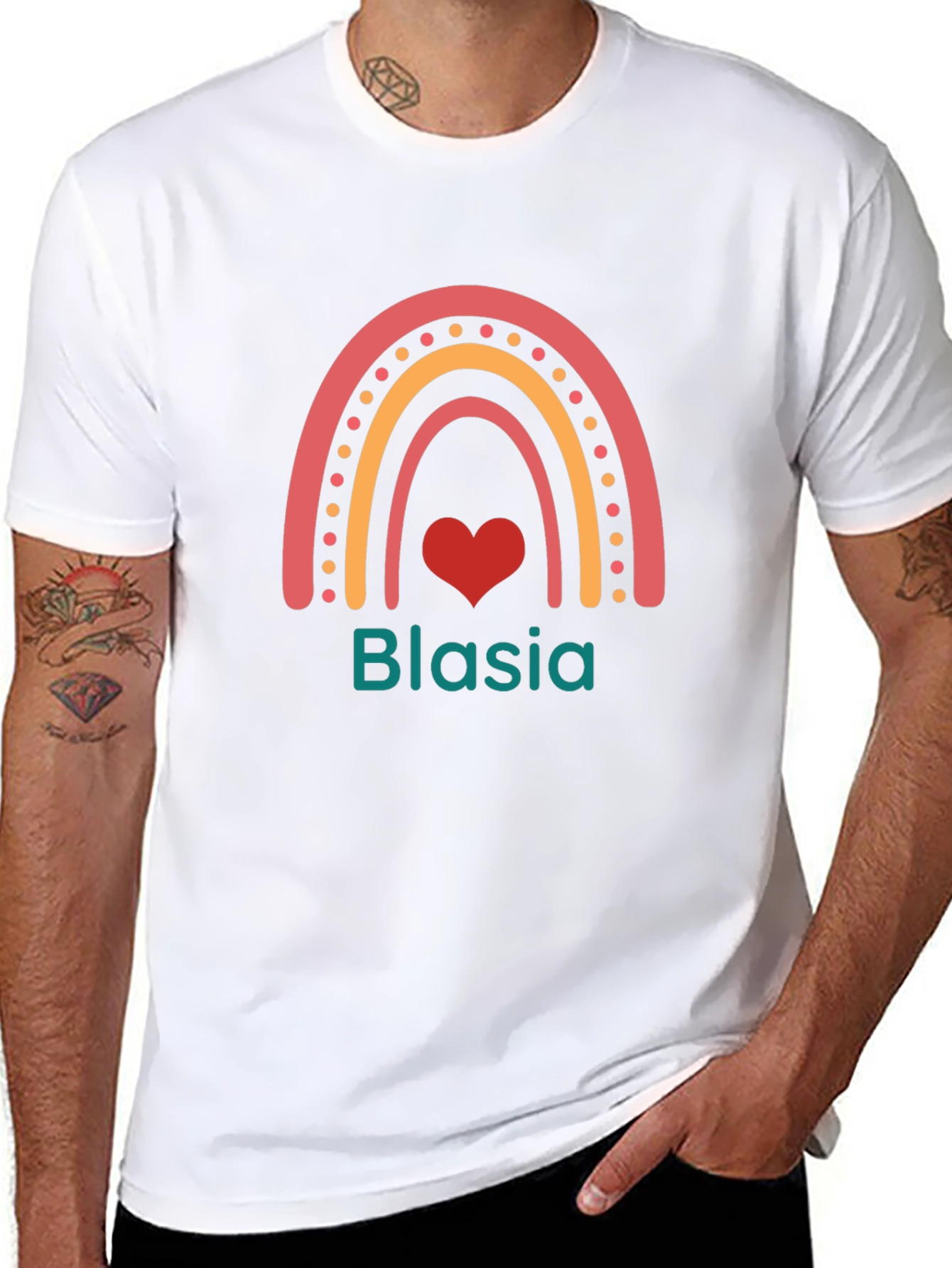 Black Blasia Rainbow Heart Black T-Shirt view 8