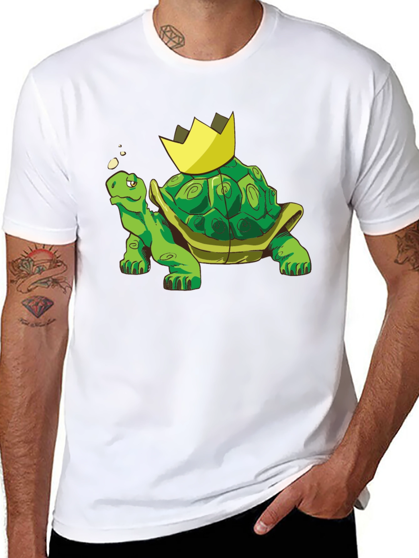 Black King Turtle T-Shirt - Cartoon Graphic Tee view 8