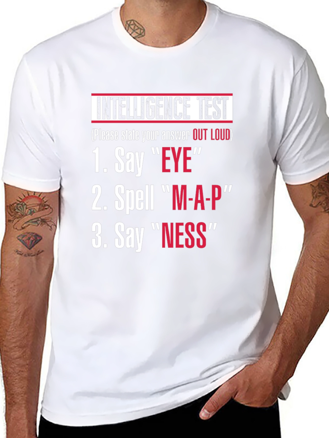 Black Intelligence Test T-Shirt | Say Eye, Spell Map, Say Ness view 8