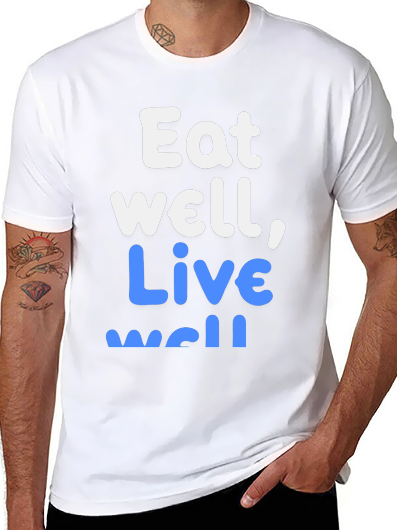 Black Eat Well, Live Well Graphic Tee - Unisex view 8