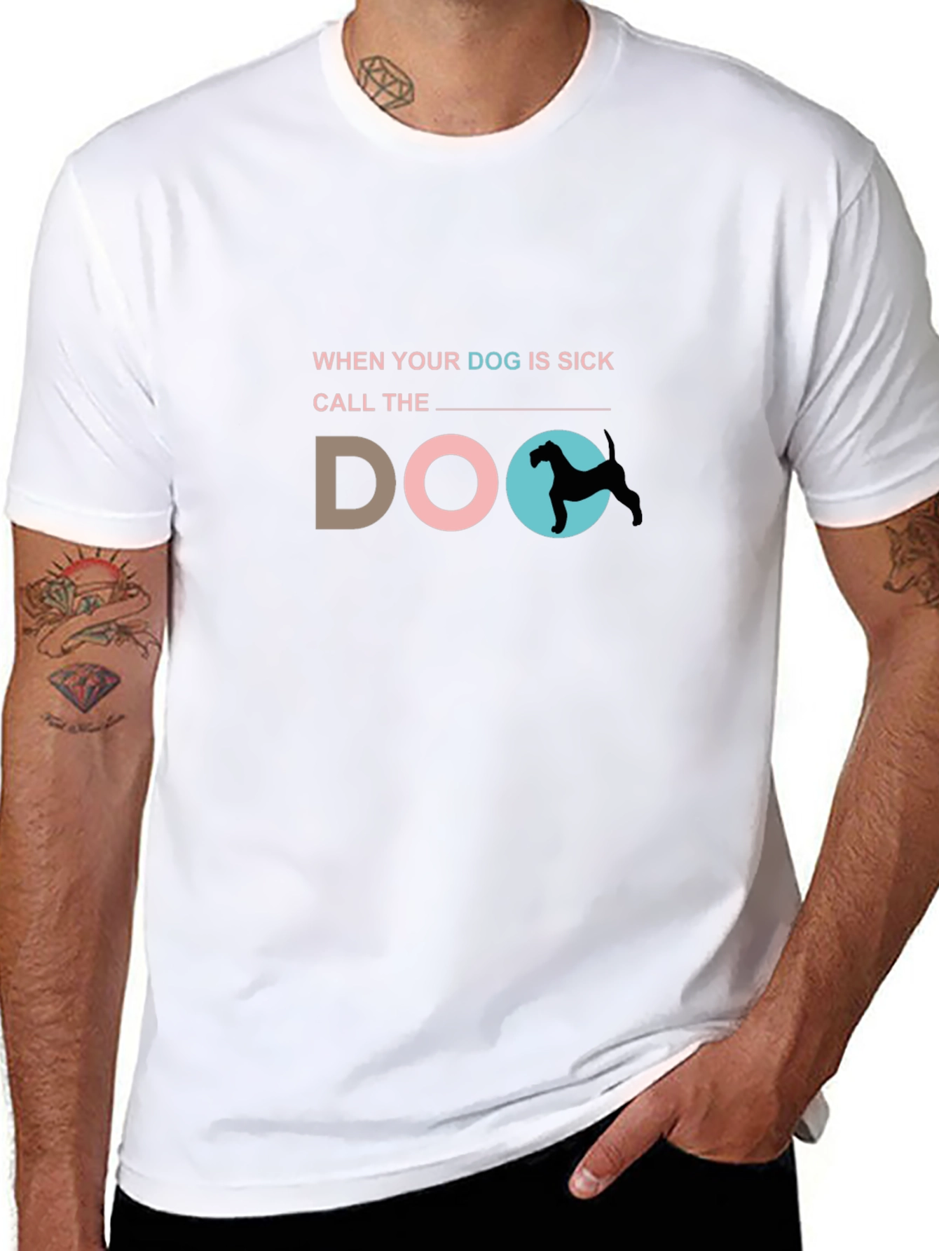 Black Funny Dog Vet T-Shirt - "Call the Doc" Graphic Tee view 8