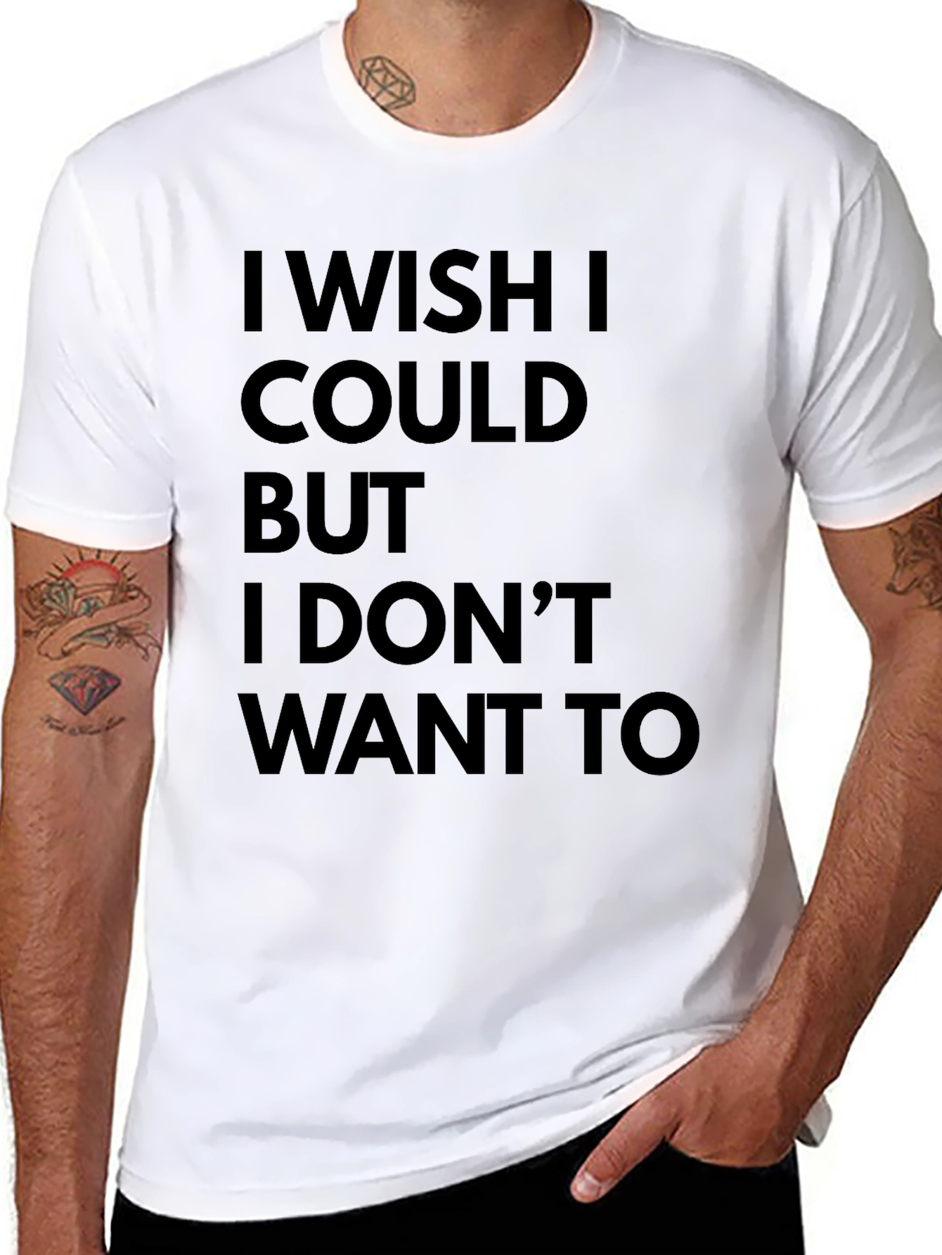 Black Funny I Wish I Could T-Shirt - Black view 8