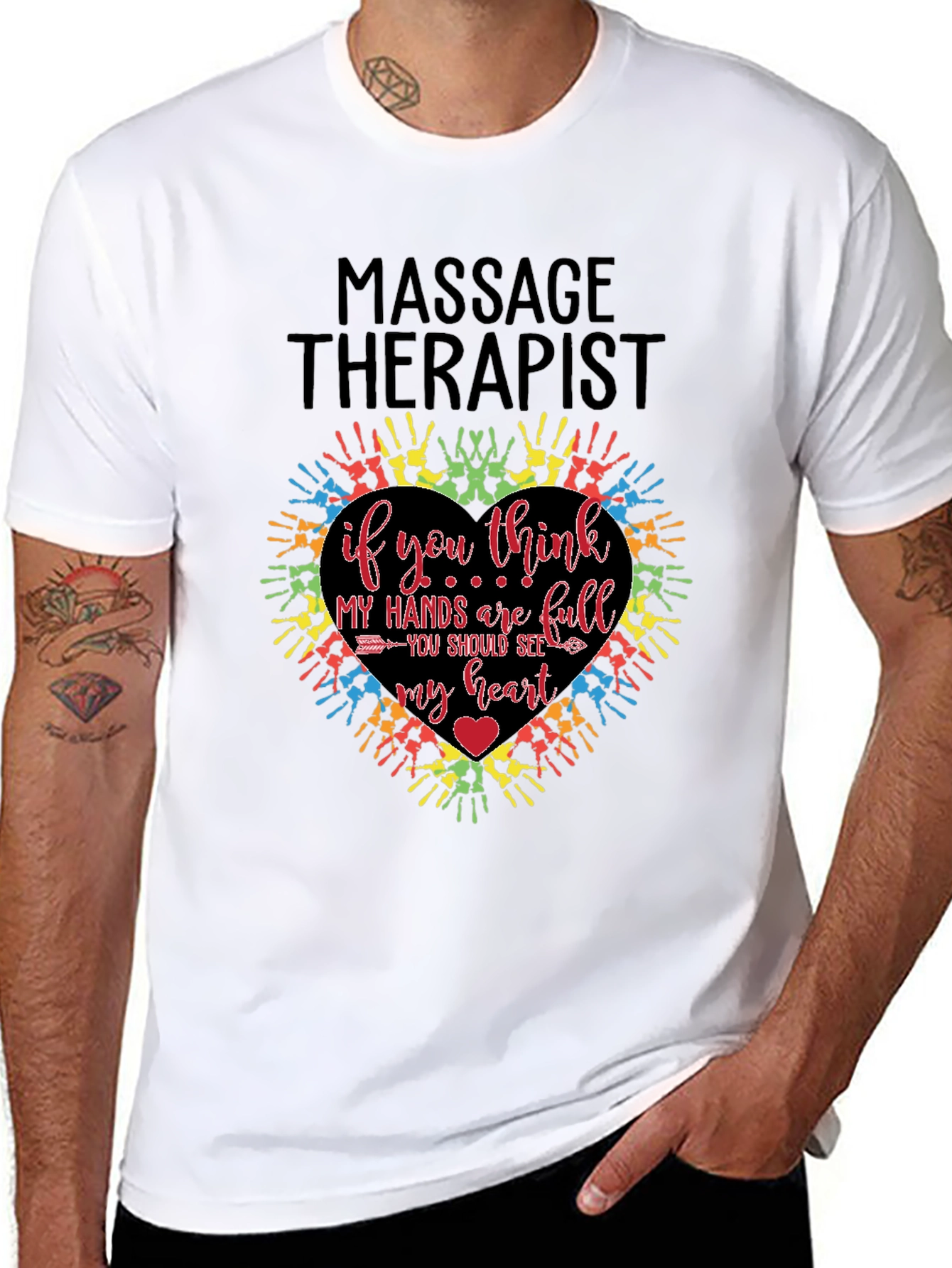 Black Massage Therapist Heart Hands T-Shirt view 8