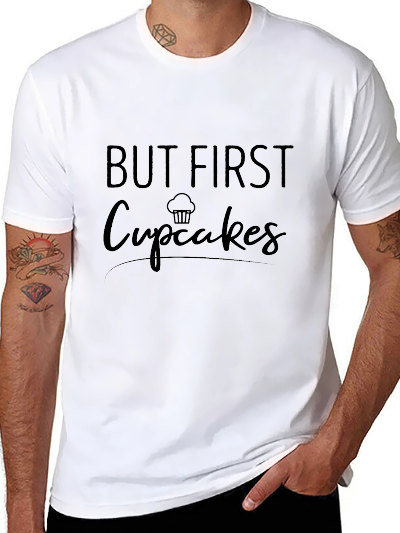 Black But First Cupcakes Graphic Tee - Black view 8
