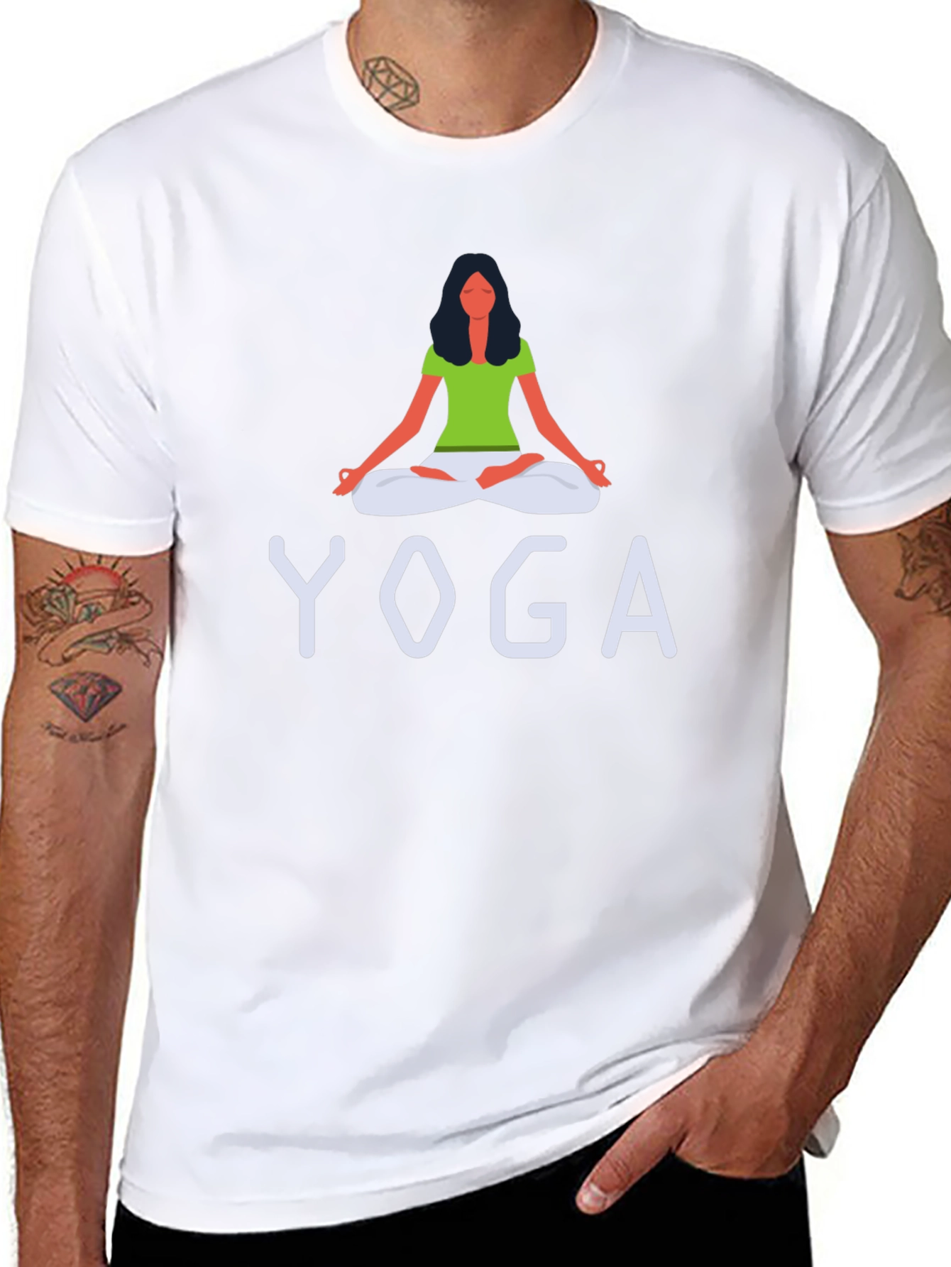 Black Yoga Graphic Print Crew Neck T-Shirt view 8