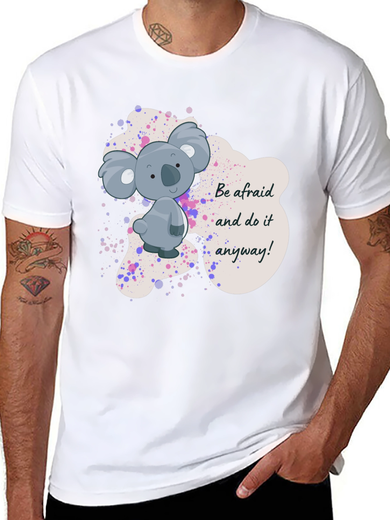 Black Koala Graphic T-Shirt - Be Afraid and Do It Anyway! view 8