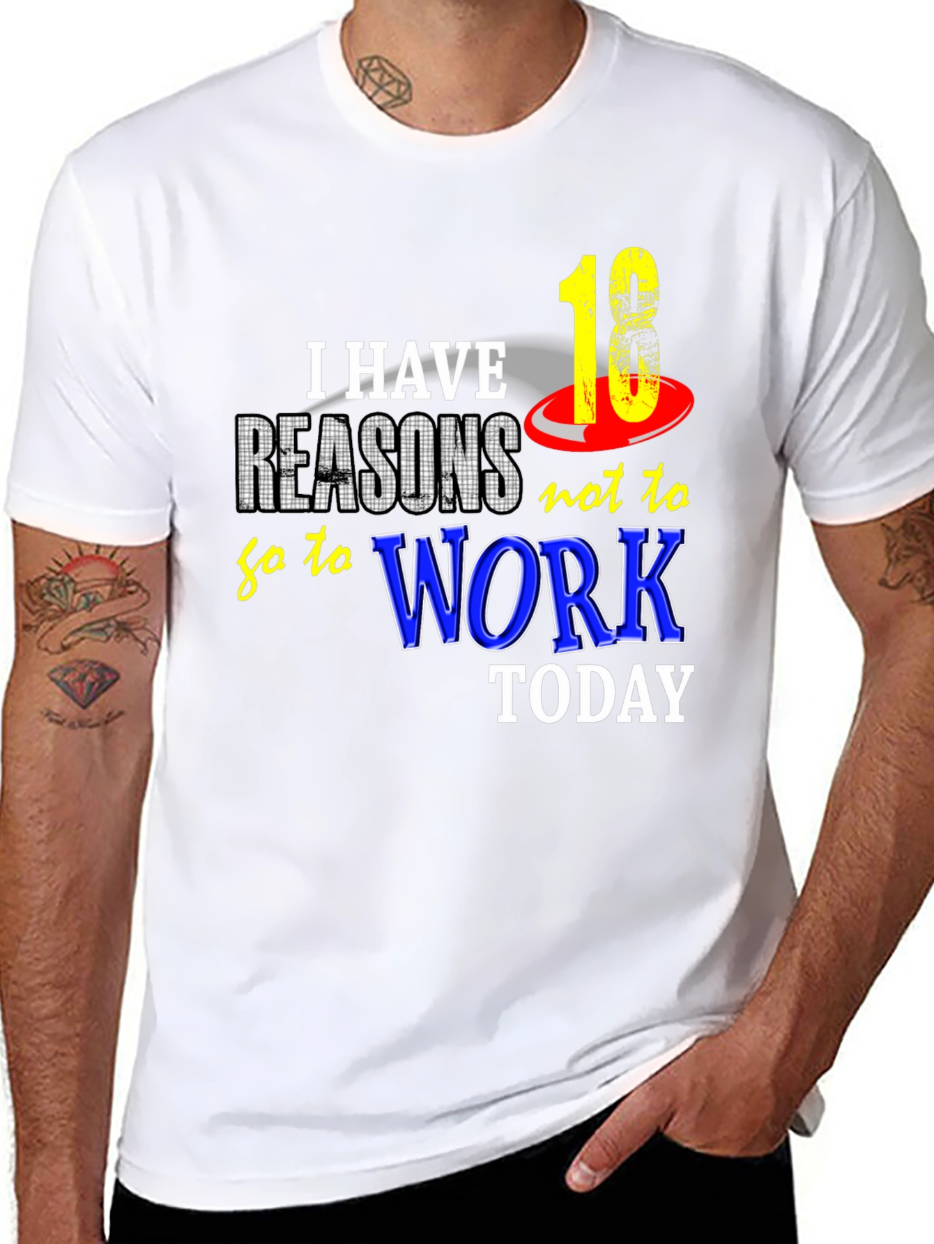 Black Funny "18 Reasons Not to Work" Graphic Tee view 8