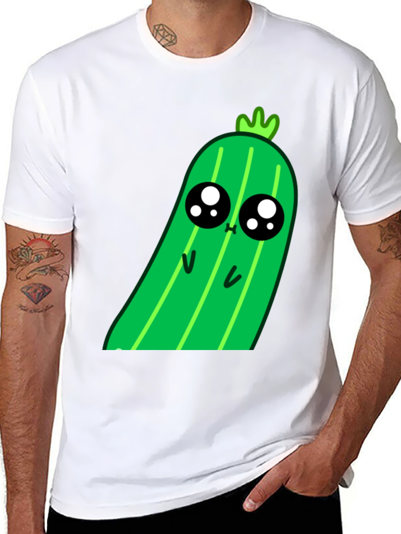 Black Kawaii Pickle Graphic Tee - Cute Food Shirt view 8
