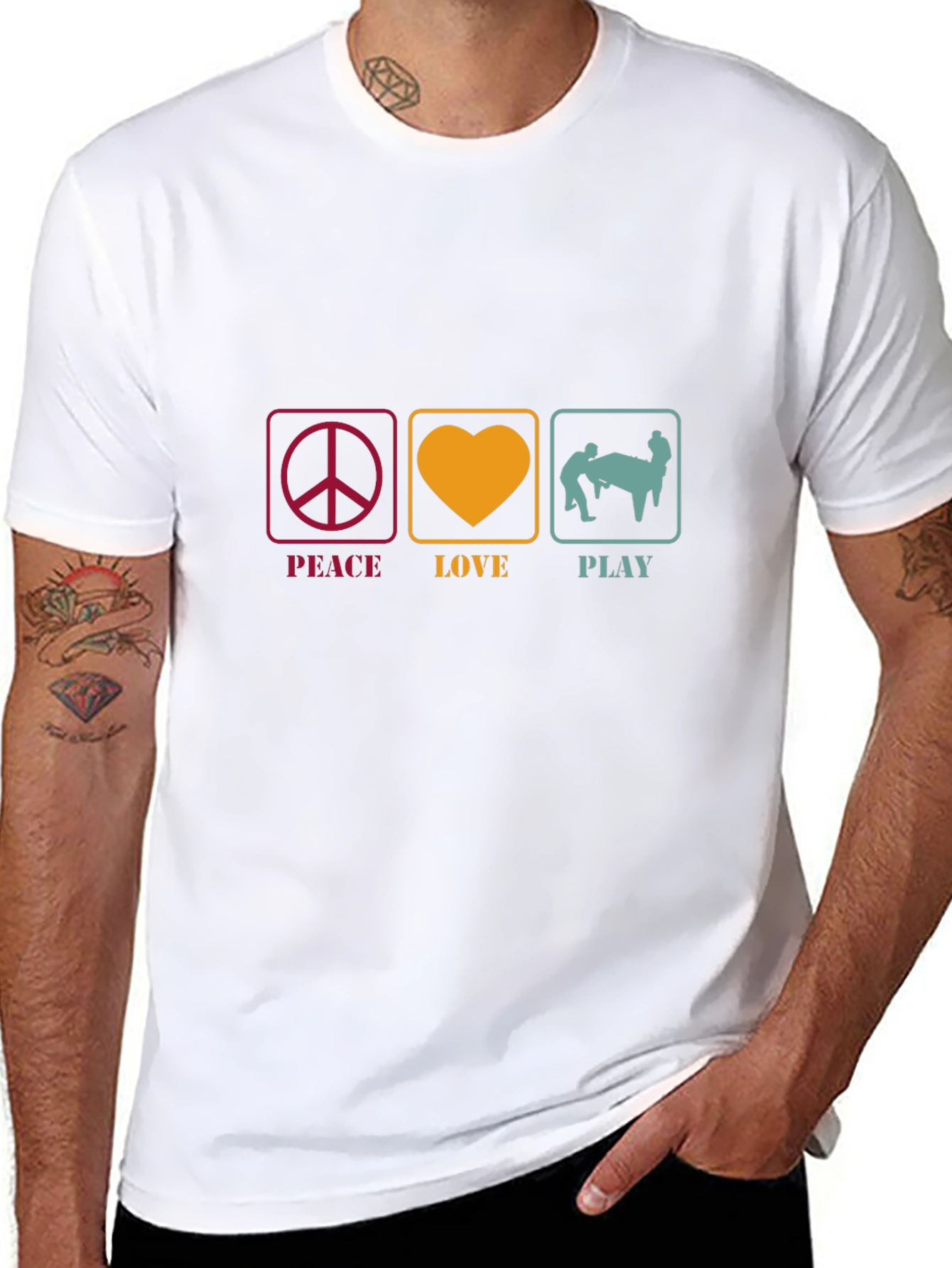 Black Peace Love Play Graphic Tee - Fun Design! view 8