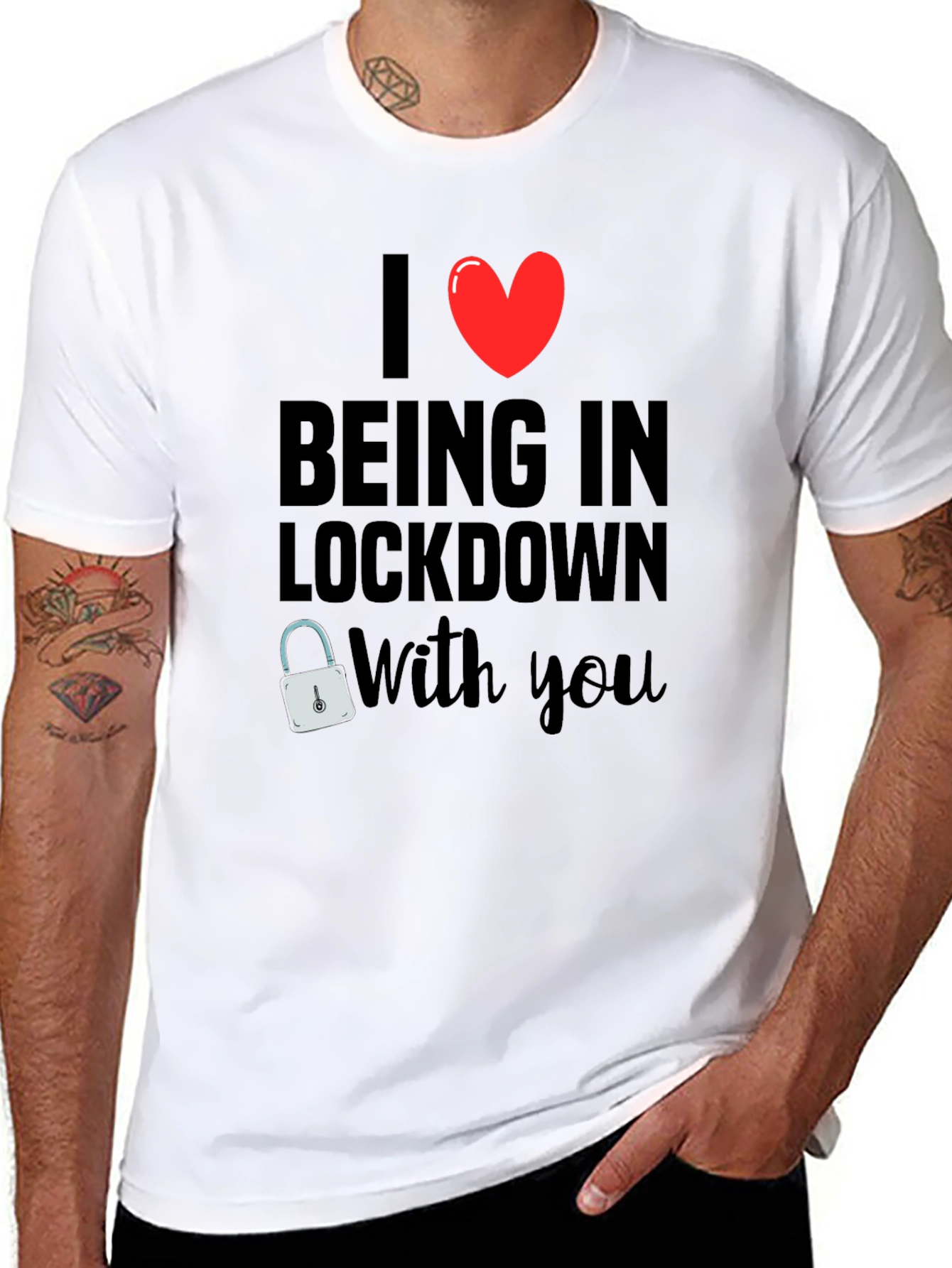 Black I Heart Being in Lockdown With You T-Shirt view 8