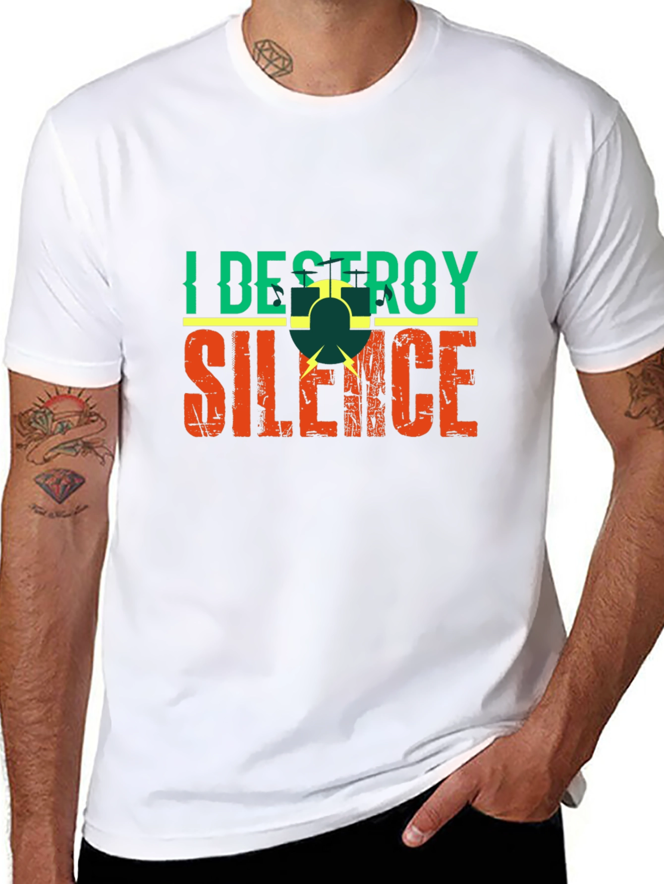 Black I Destroy Silence T-Shirt view 8