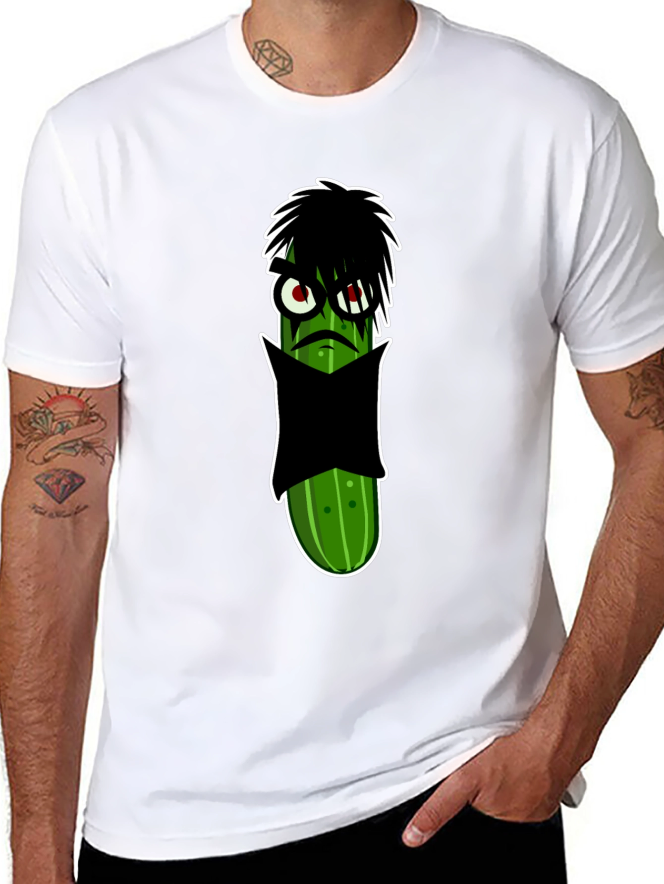 Black Emo Pickle Graphic Tee - Unique & Fun Design view 8