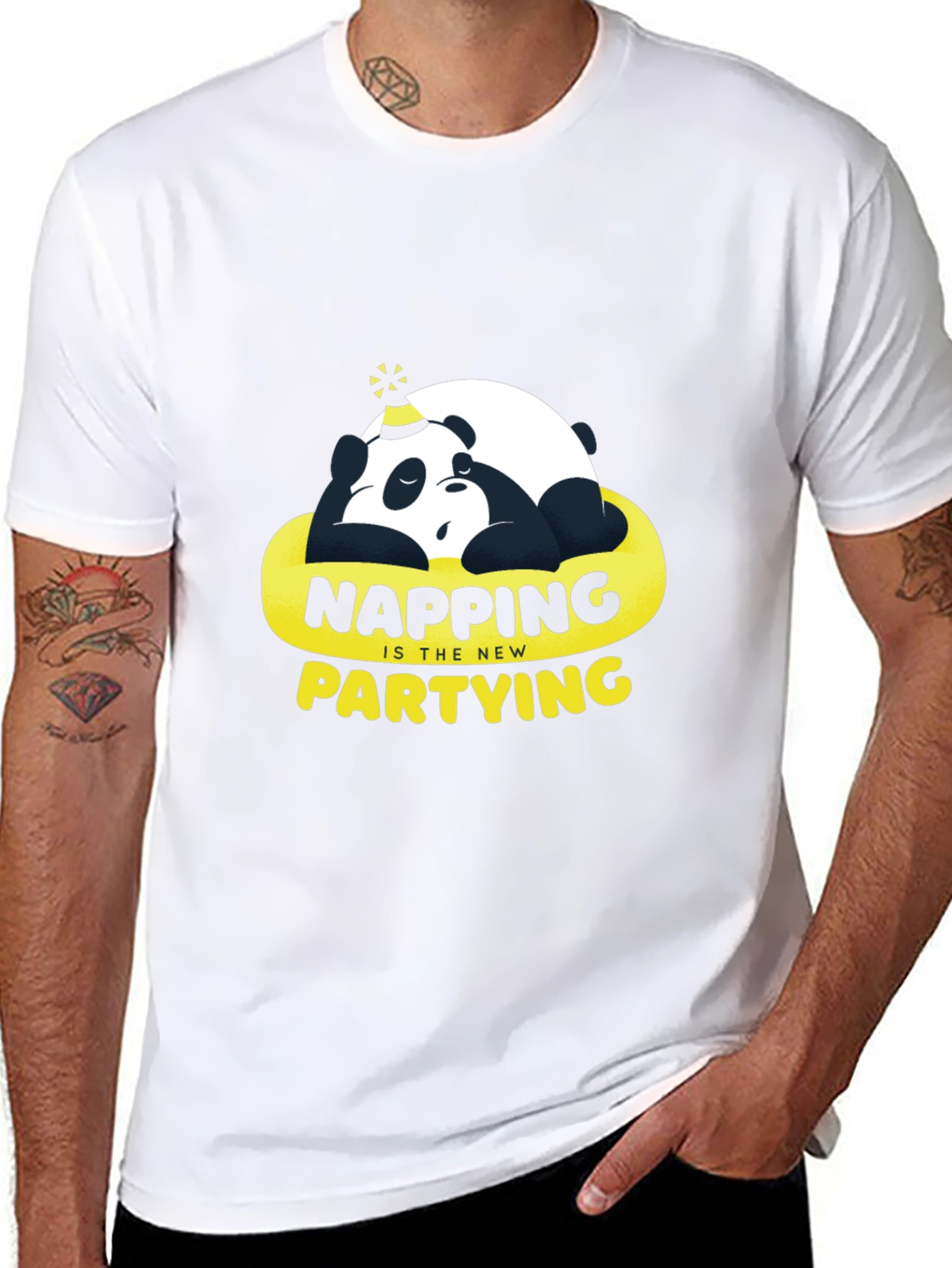 Black Napping is the New Partying T-Shirt - Panda Sleep Tee view 8