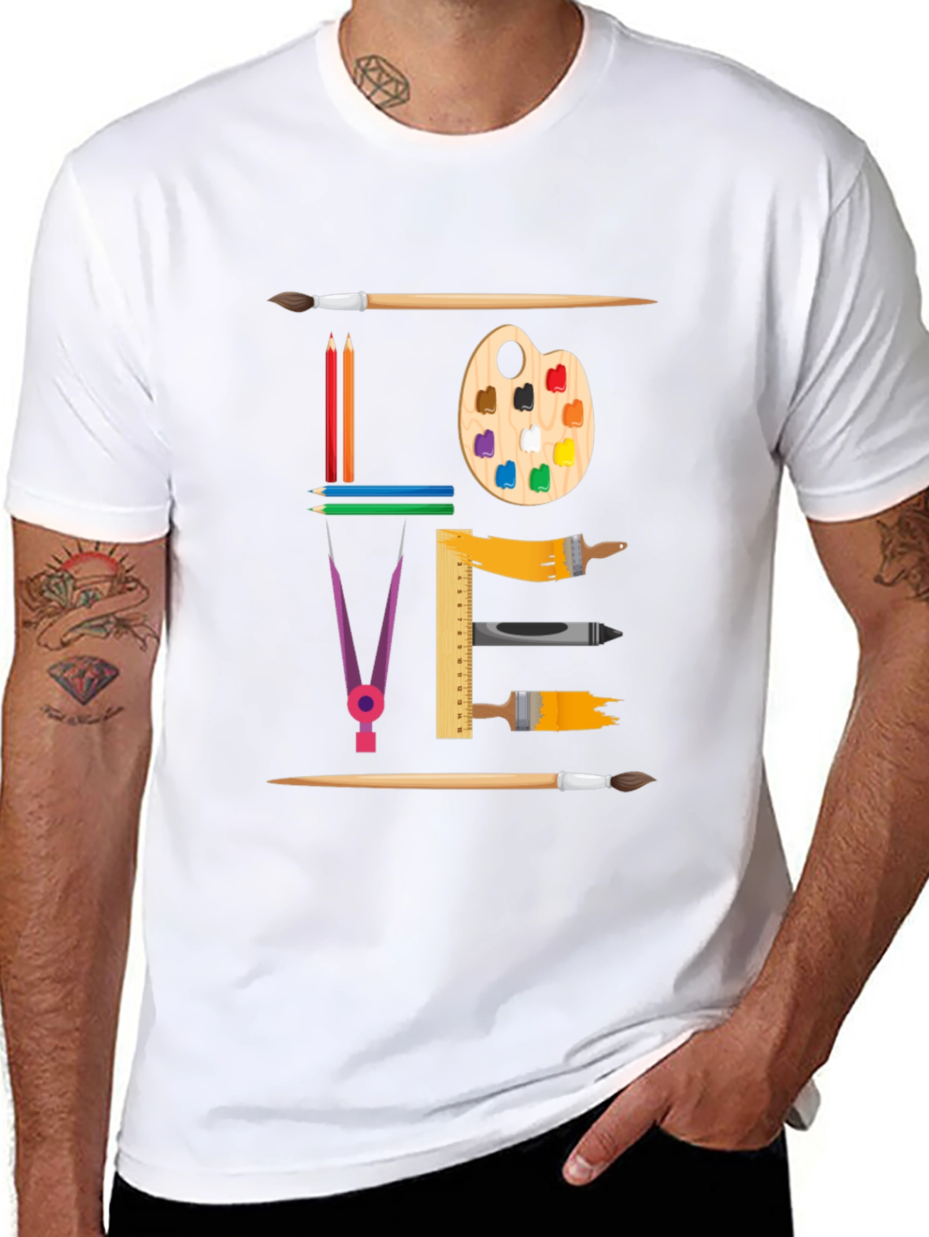 Black Artistic Love Graphic T-Shirt view 8