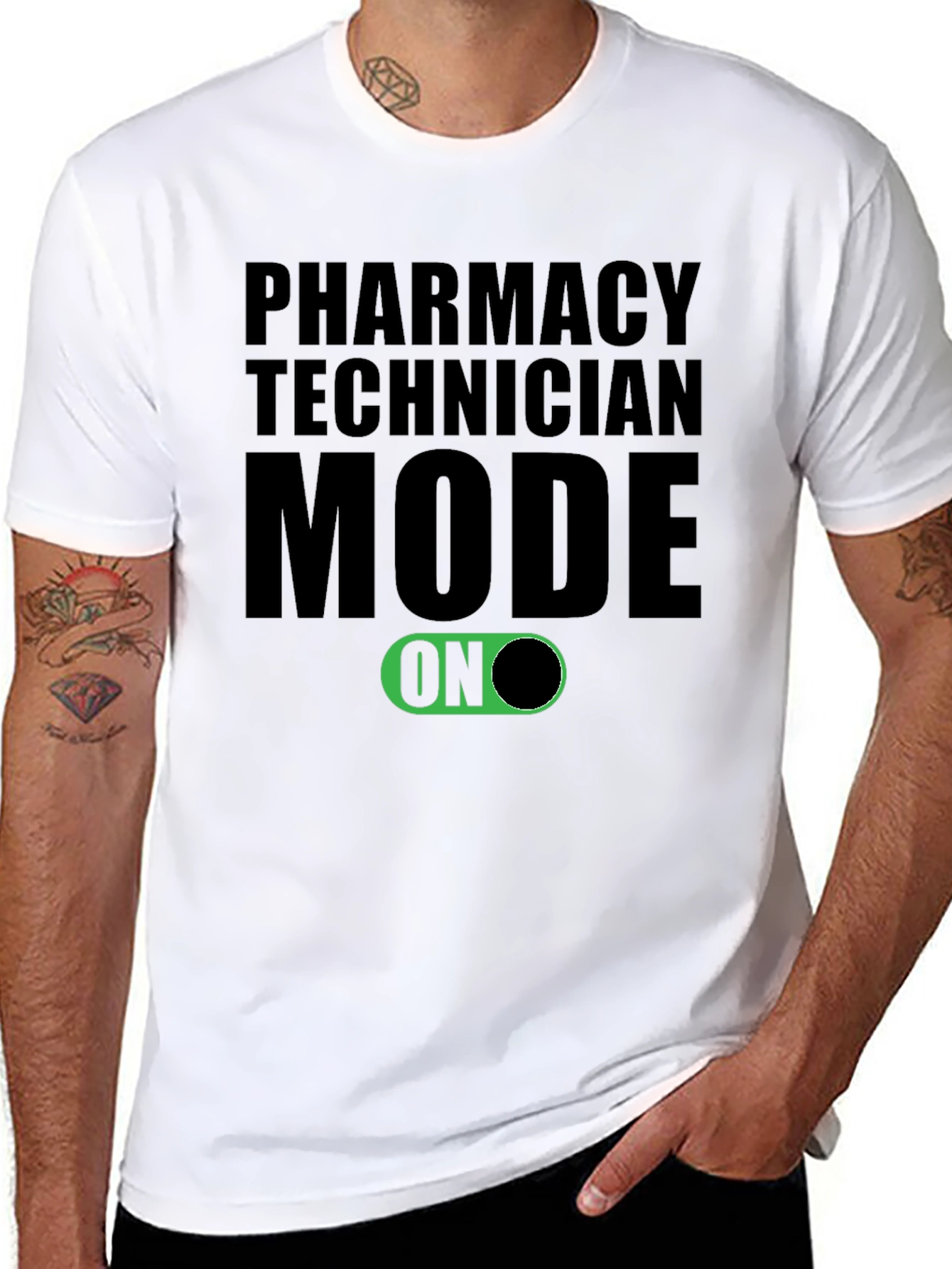 Black Pharmacy Technician Mode ON T-Shirt view 8